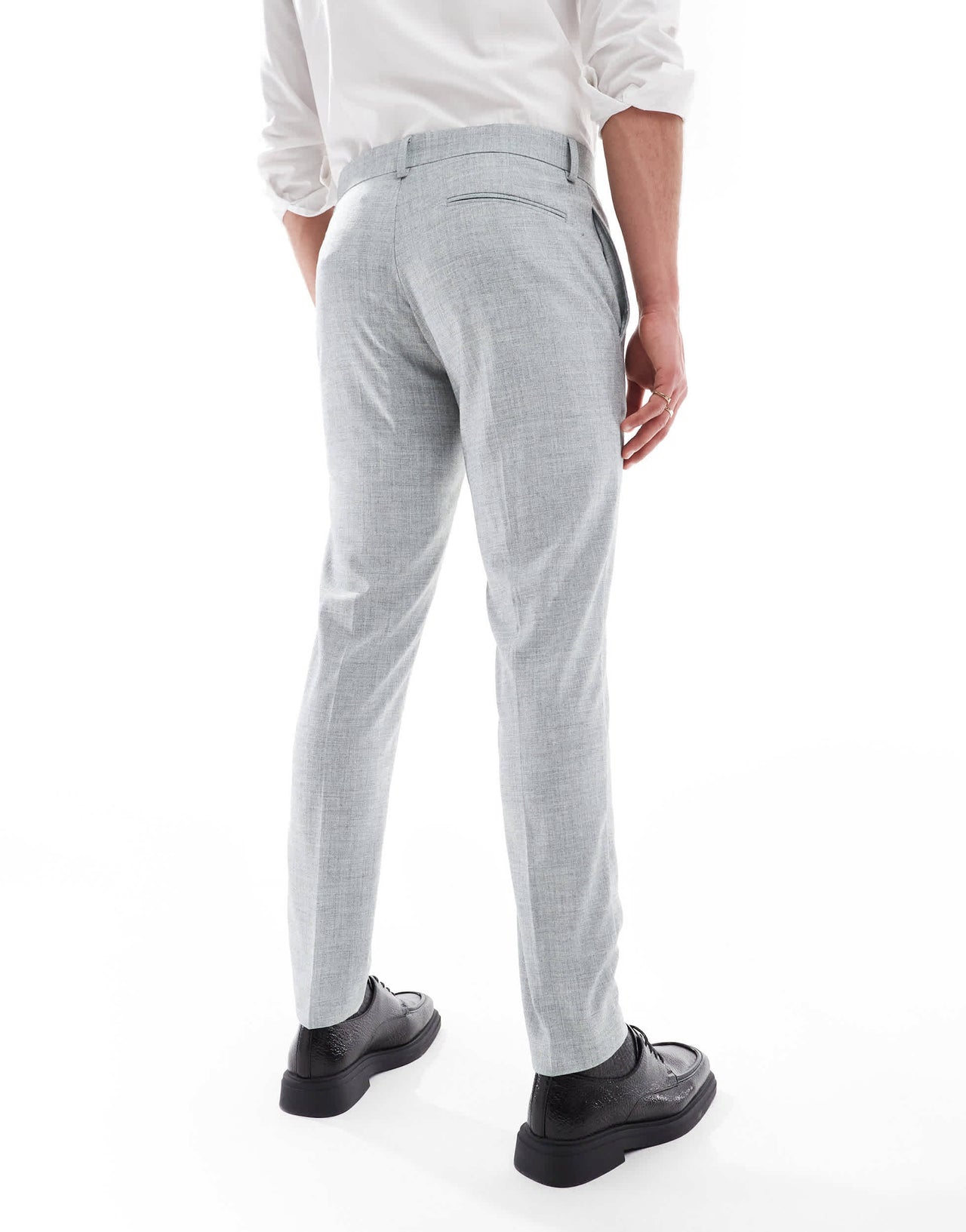ASOS DESIGN wedding skinny suit trousers in light grey melange texture