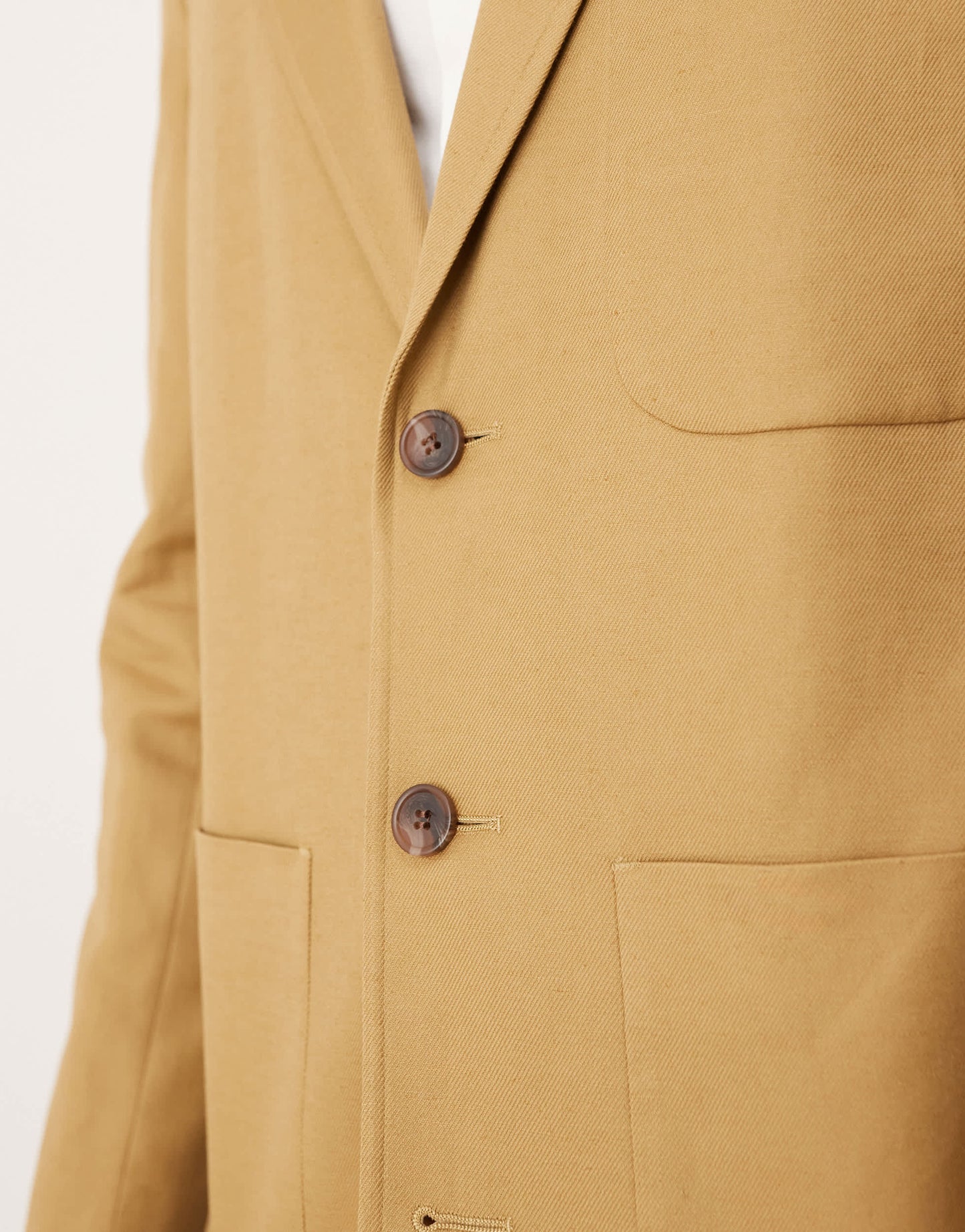 ASOS DESIGN cotton linen blend regular suit jacket in camel twill