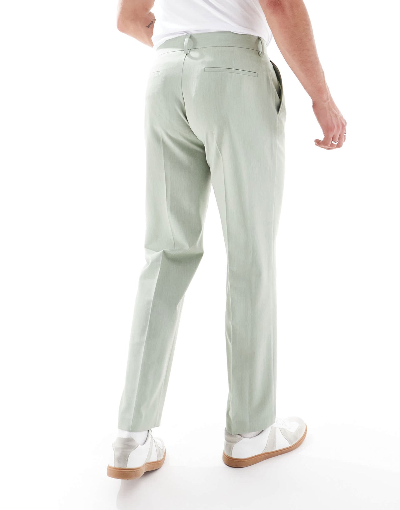 ASOS DESIGN straight leg suit trousers in sage green texture