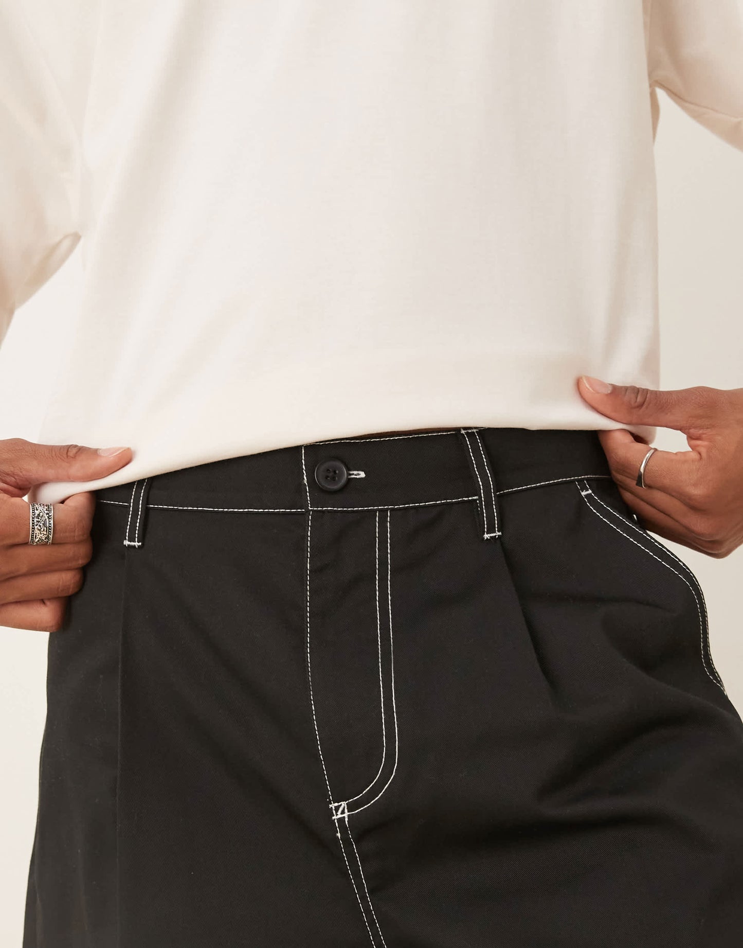 ASOS DESIGN oversized baggy pleated shorts in black