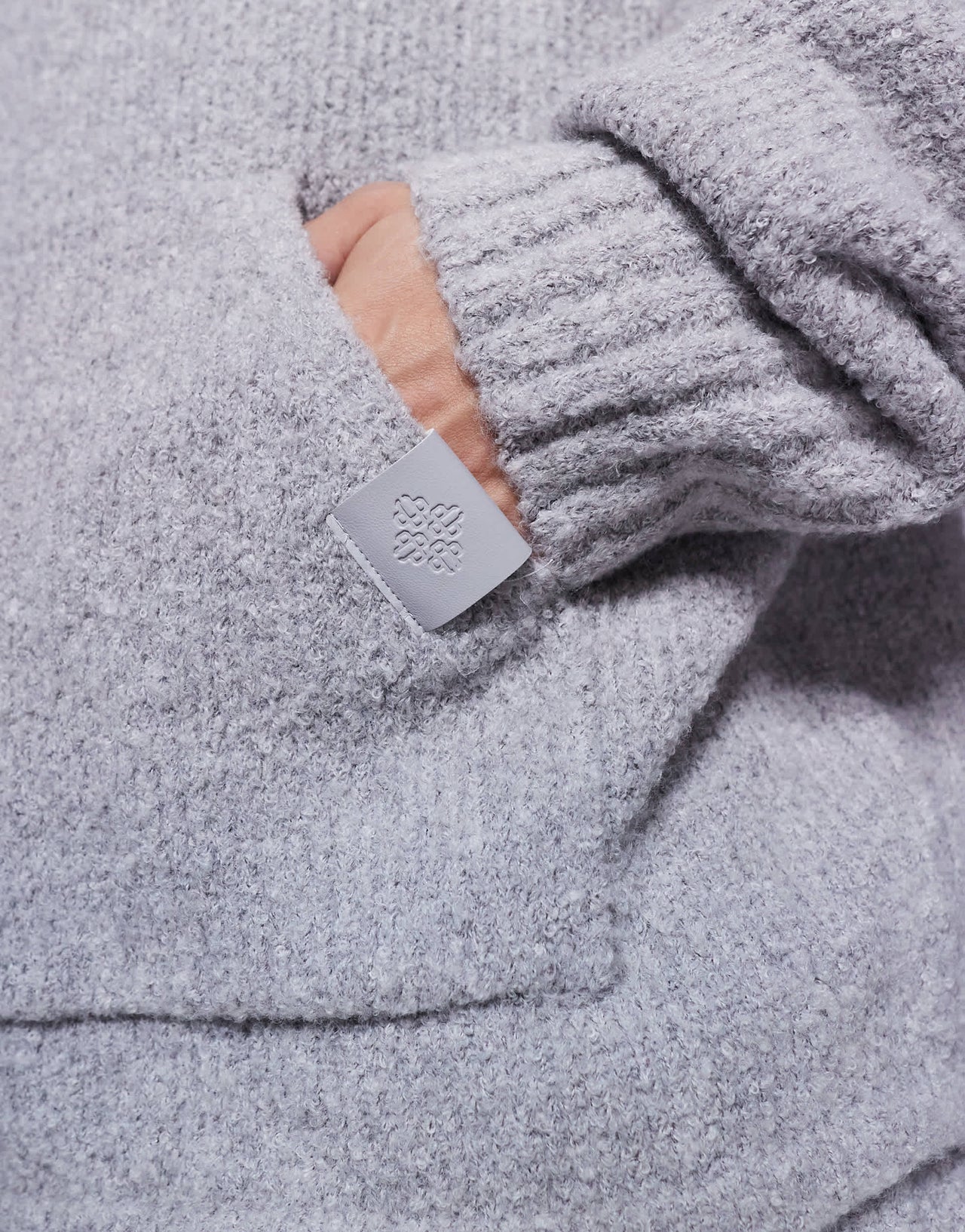 The Couture Club co-ord boucle knit hoodie in grey marl