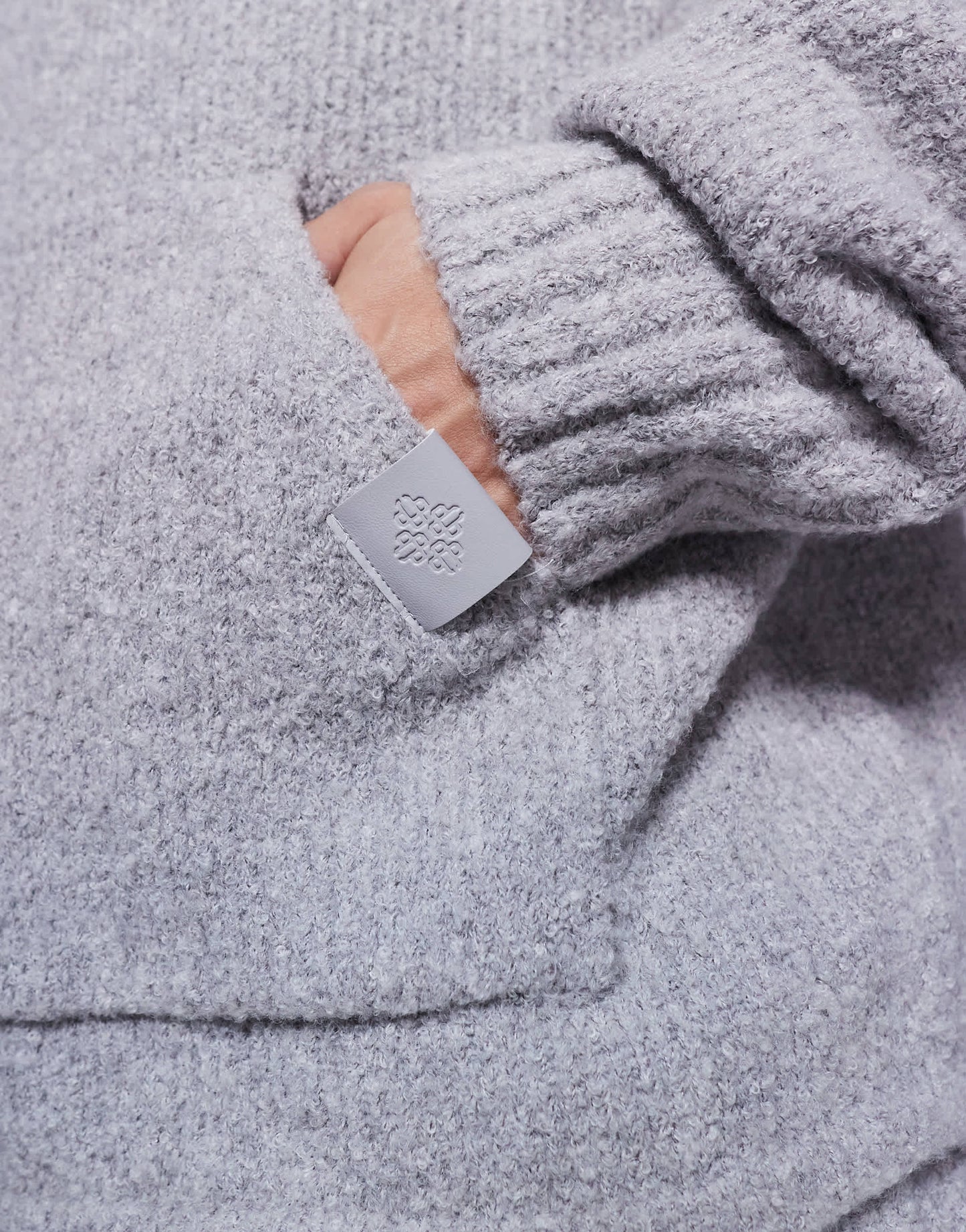 The Couture Club co-ord boucle knit hoodie in grey marl