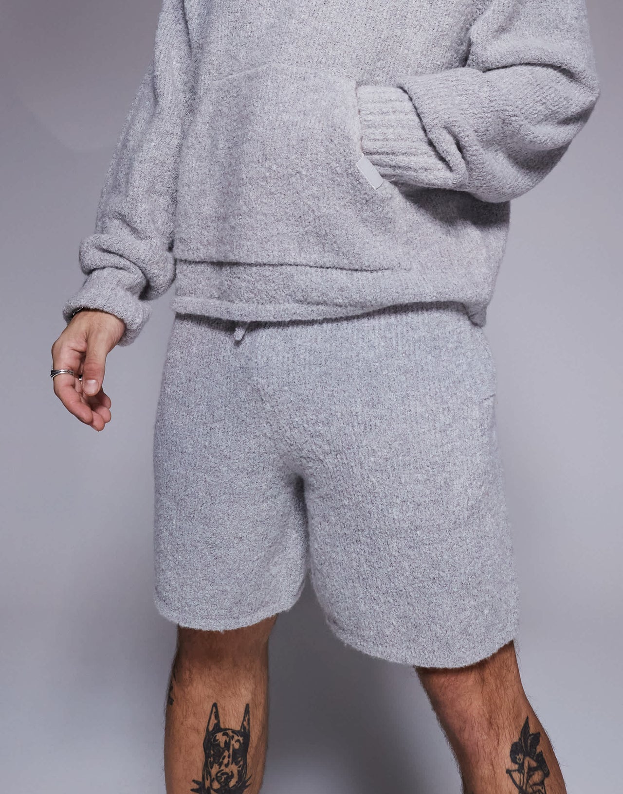 The Couture Club co-ord boucle knit shorts in grey marl