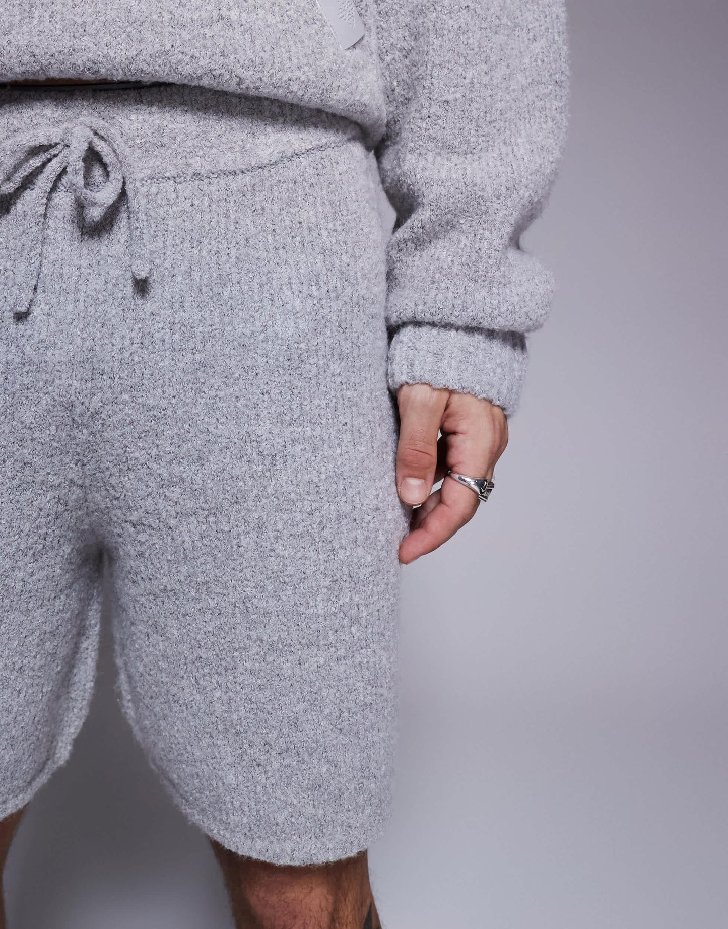 The Couture Club co-ord boucle knit shorts in grey marl