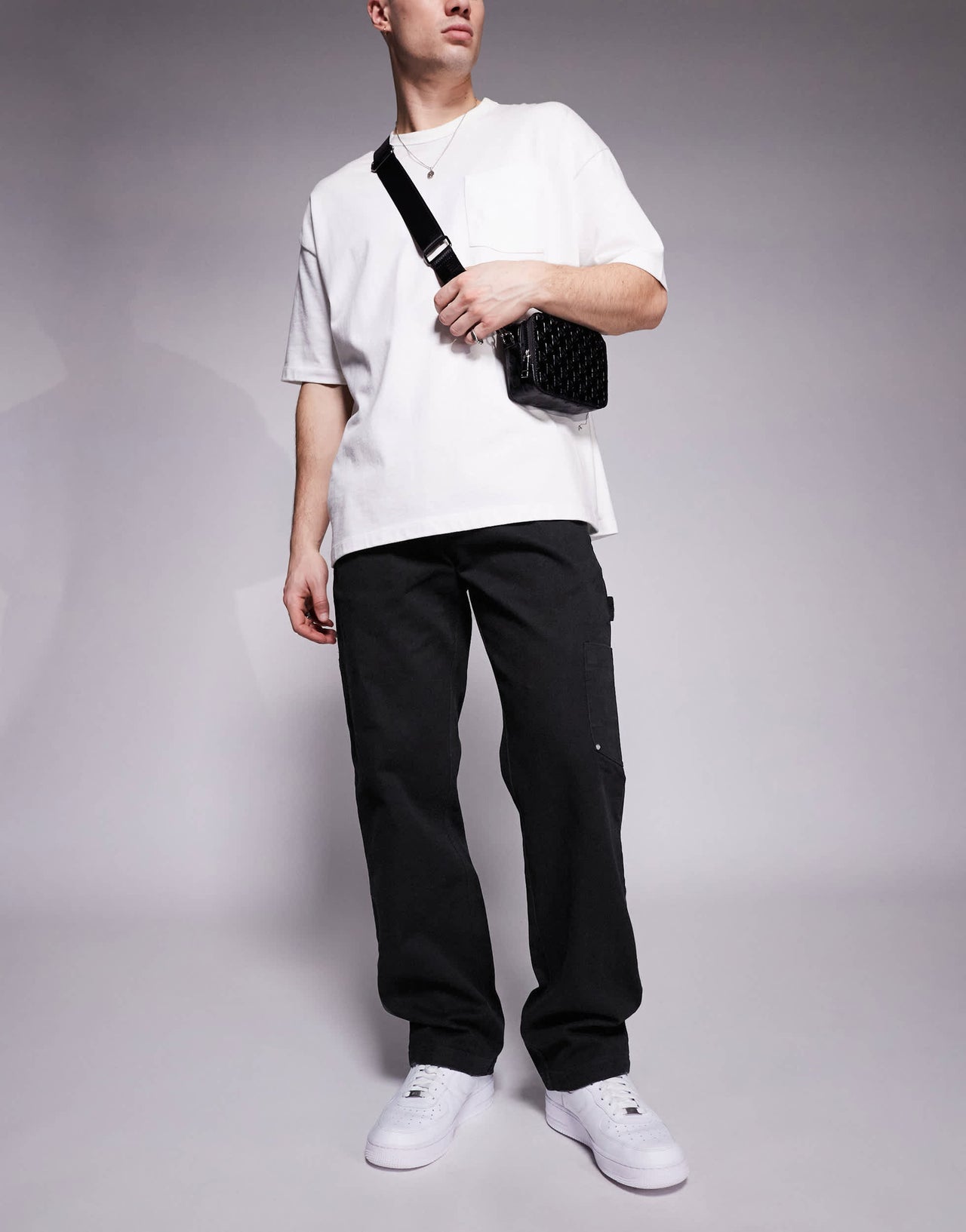 The Couture Club twill double patch trousers in washed black
