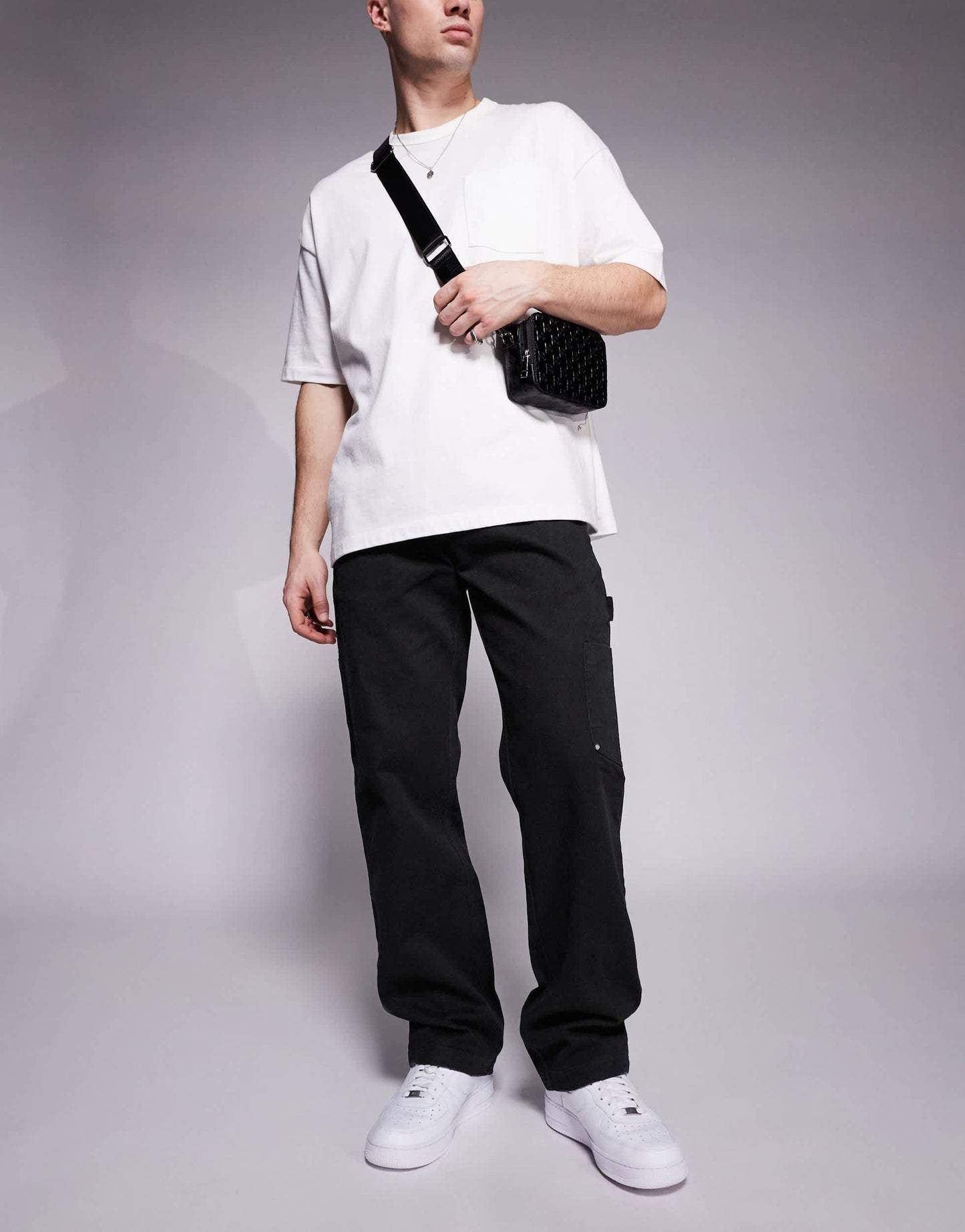 The Couture Club twill double patch trousers in washed black