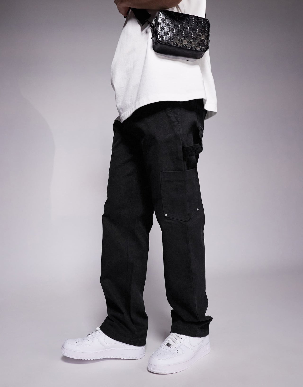 The Couture Club twill double patch trousers in washed black