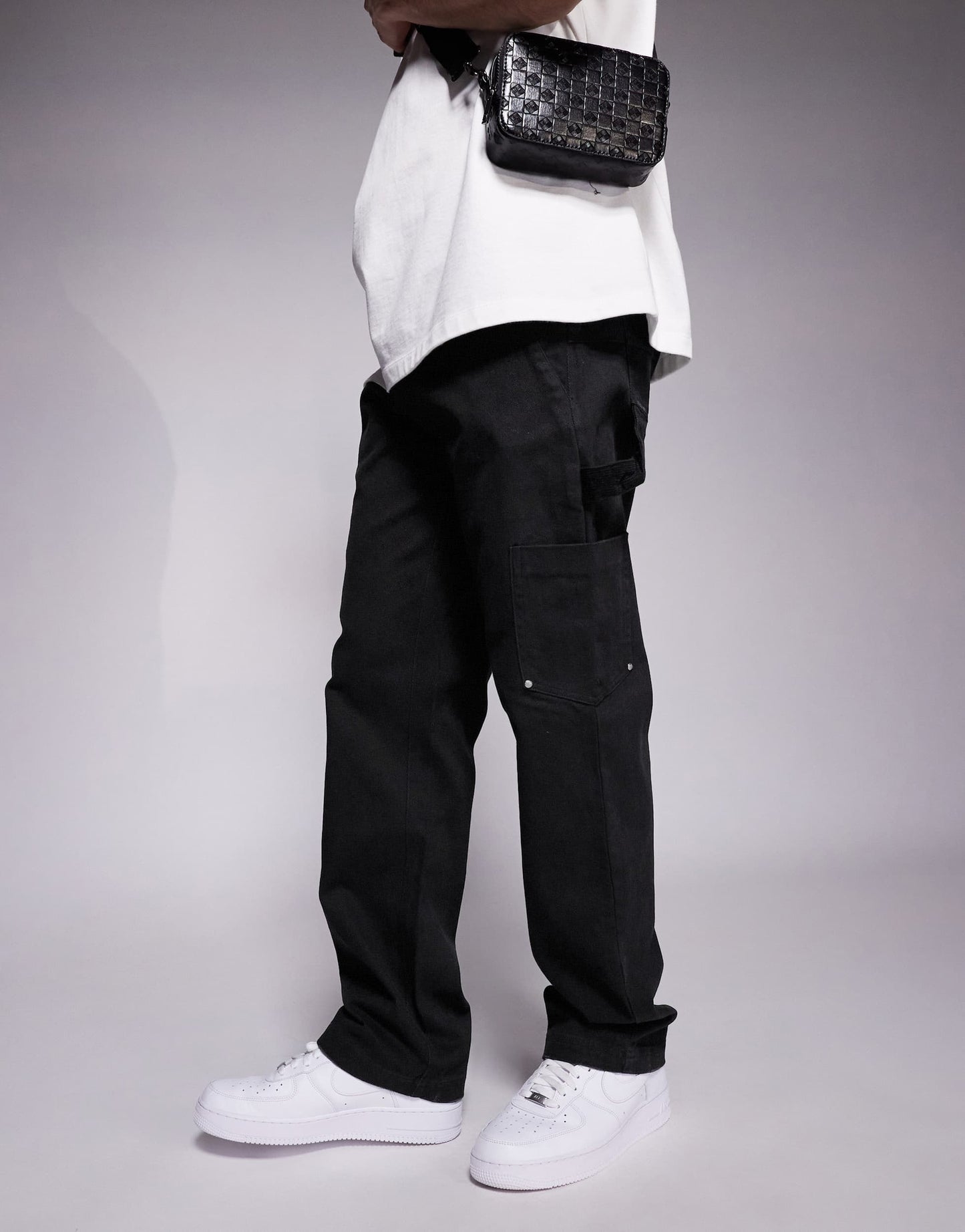 The Couture Club twill double patch trousers in washed black