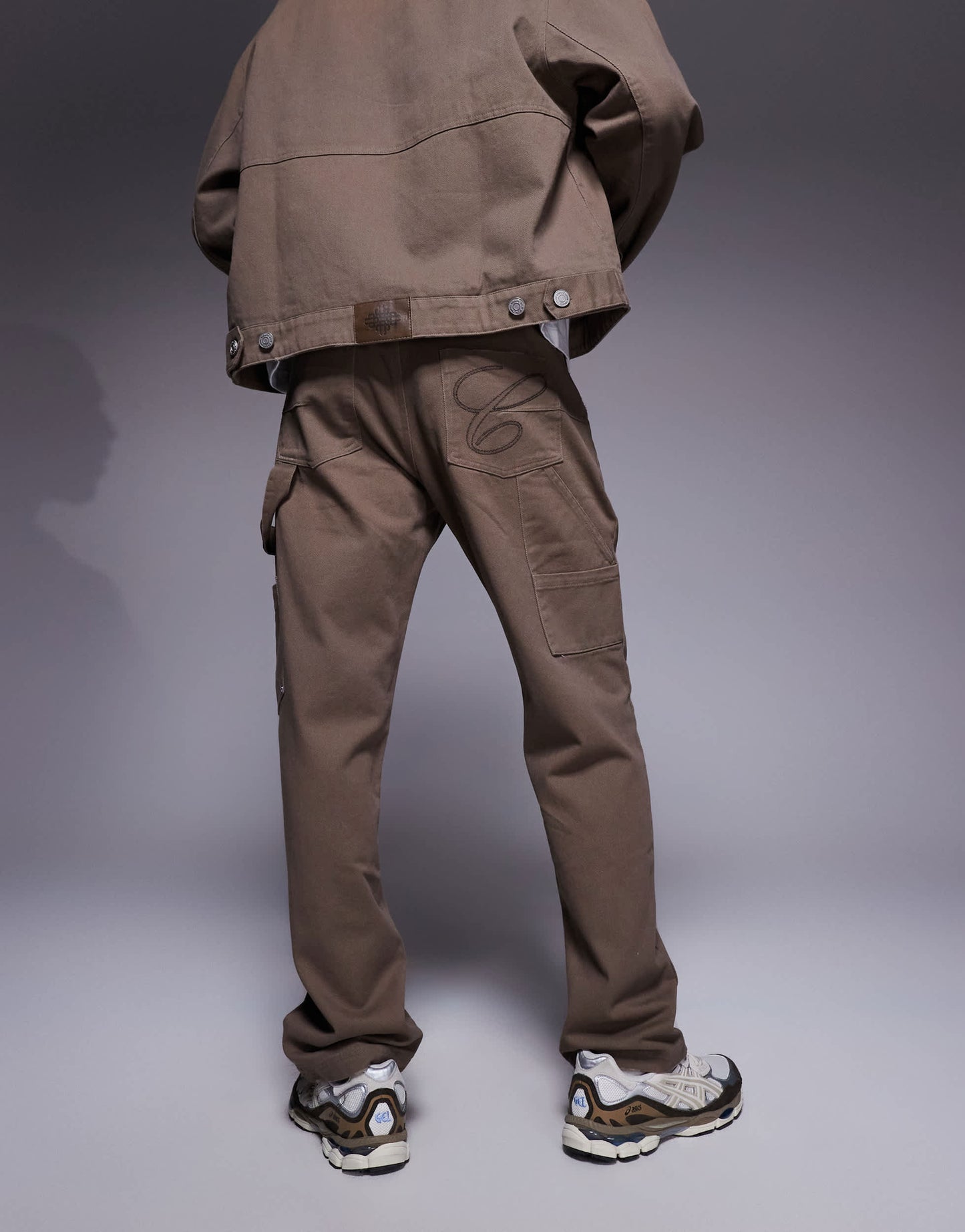 The Couture Club co-ord twill double patch trousers in washed brown