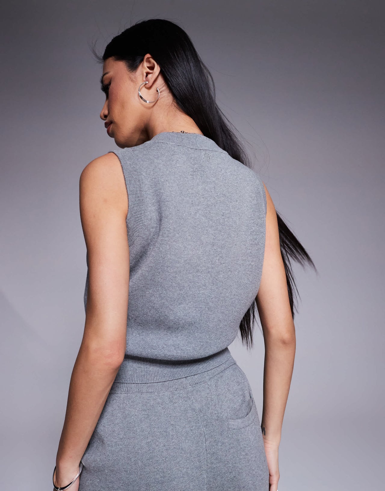 The Couture Club co-ord knit button up waistcoat style top in grey marl