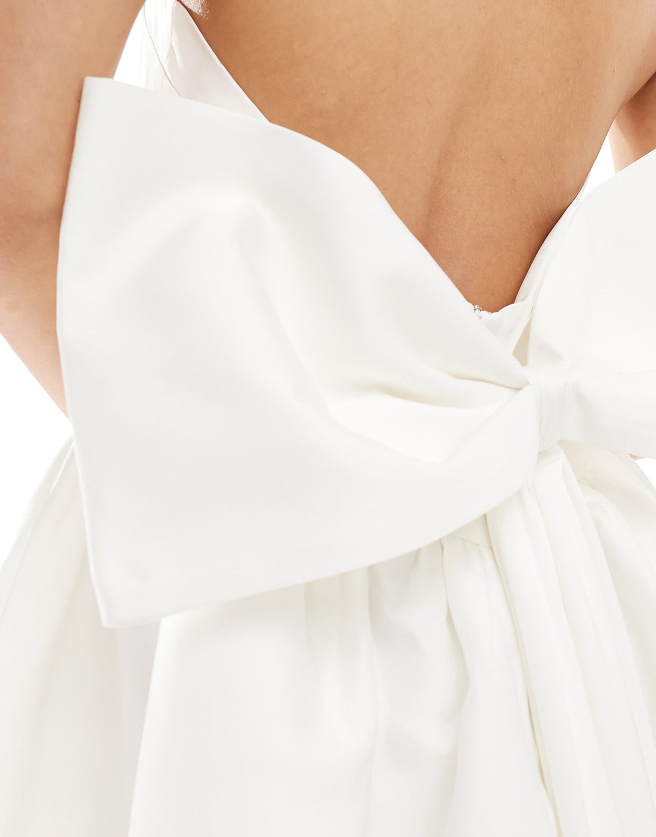 Six Stories Bridal halter neck bow back mini dress in ivory