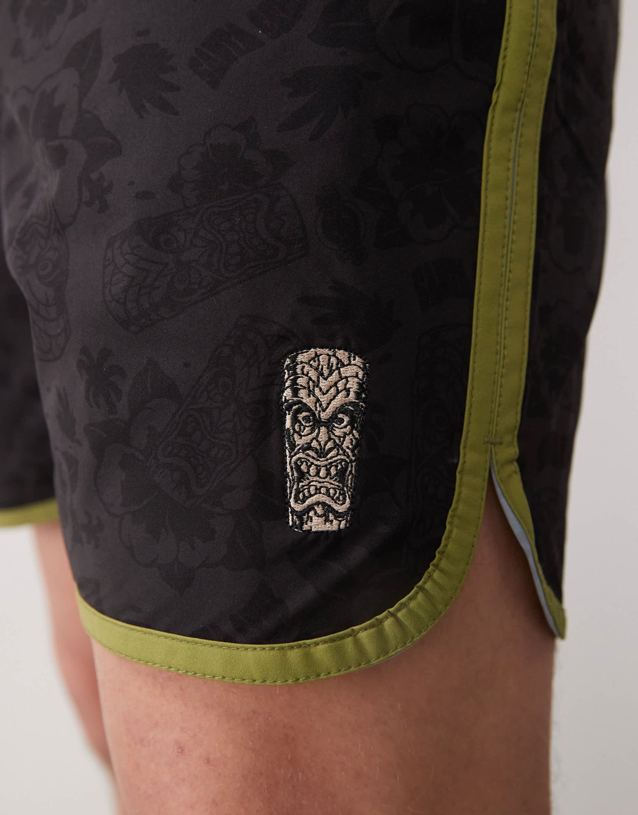 Santa Cruz drawstring swimshorts in black with khaki trim
