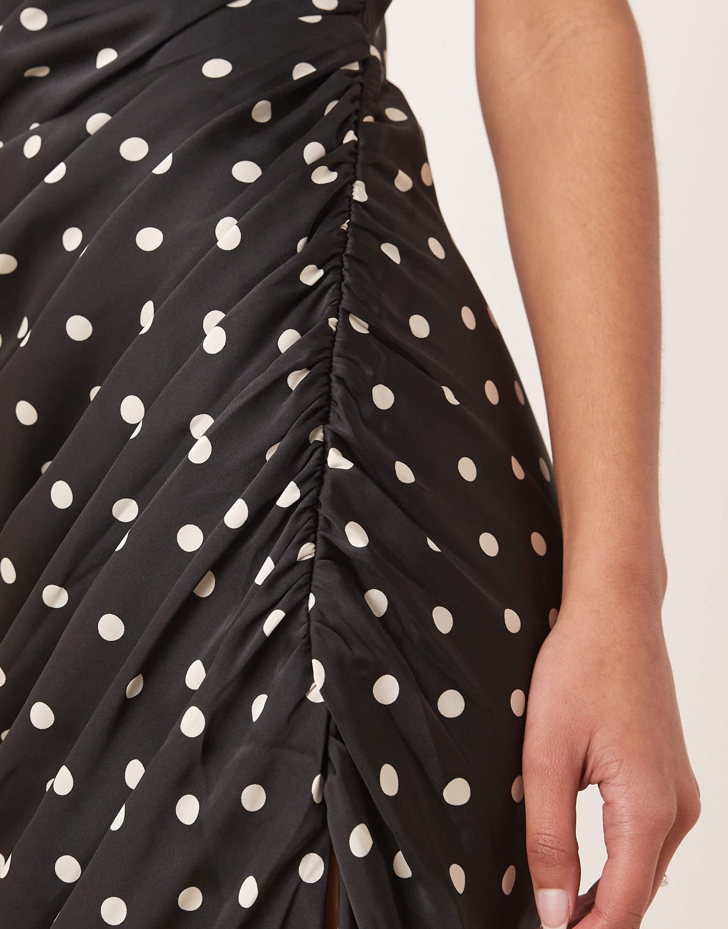 Abercrombie & Fitch cowl neck drape maxi dress in black dot
