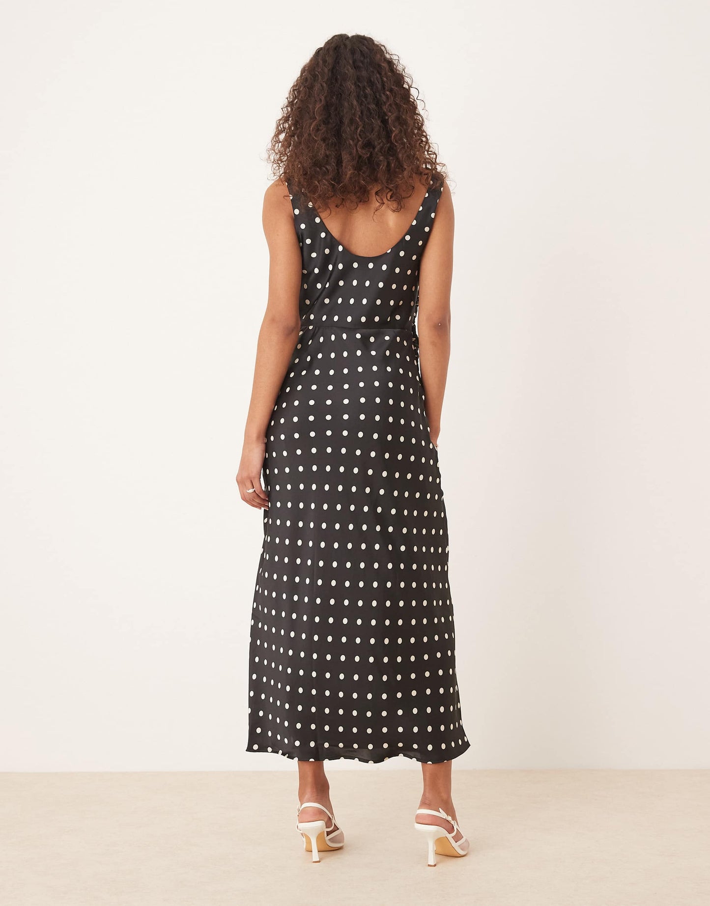 Abercrombie & Fitch cowl neck drape maxi dress in black dot