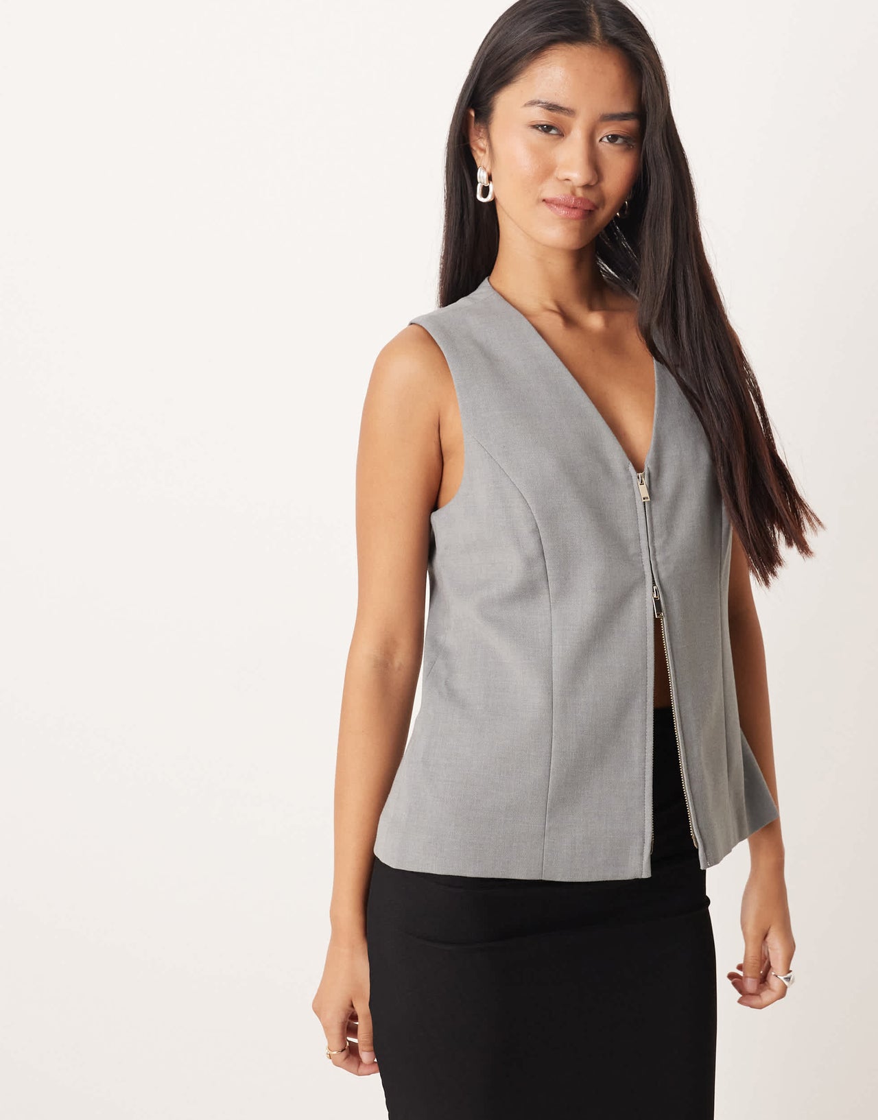 Abercrombie & Fitch zip detail waistcoat in dark grey