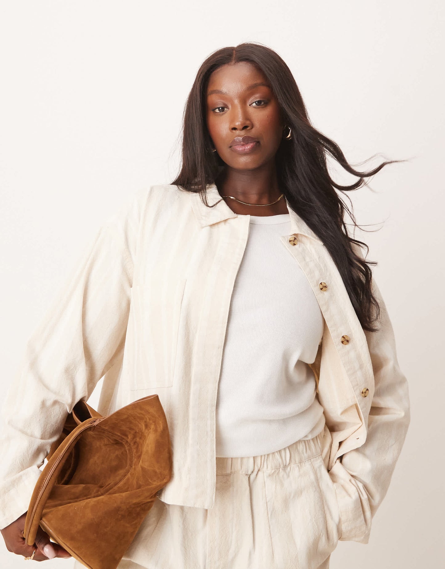 ASOS DESIGN Curve jacket with pocket detail co-ord in off white