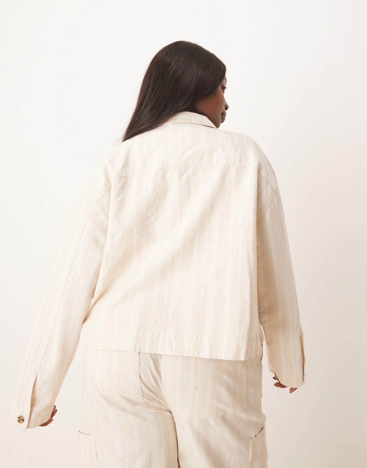 ASOS DESIGN Curve jacket with pocket detail co-ord in off white
