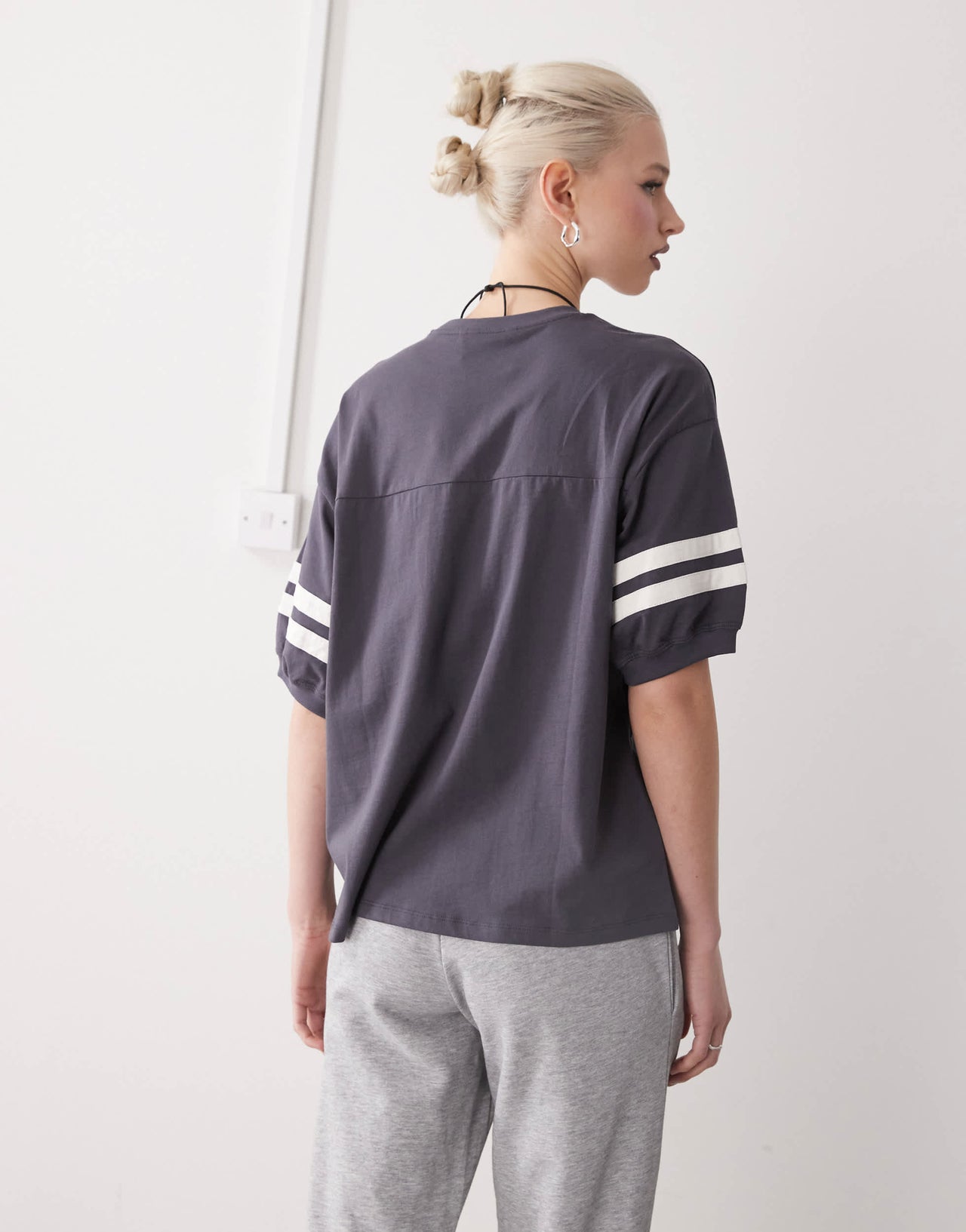 Monki oversized varsity t-shirt in black