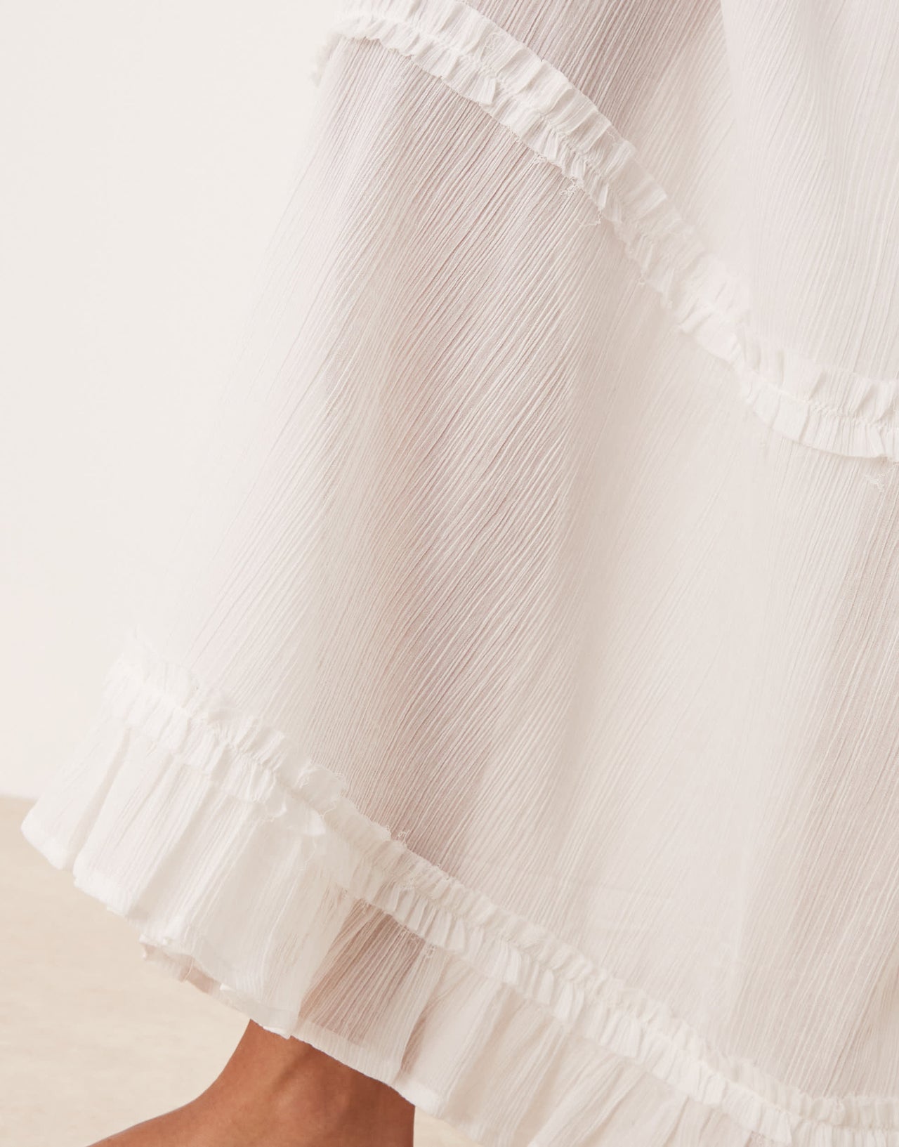 ASOS DESIGN crinkle ruffle maxi beach skirt in white