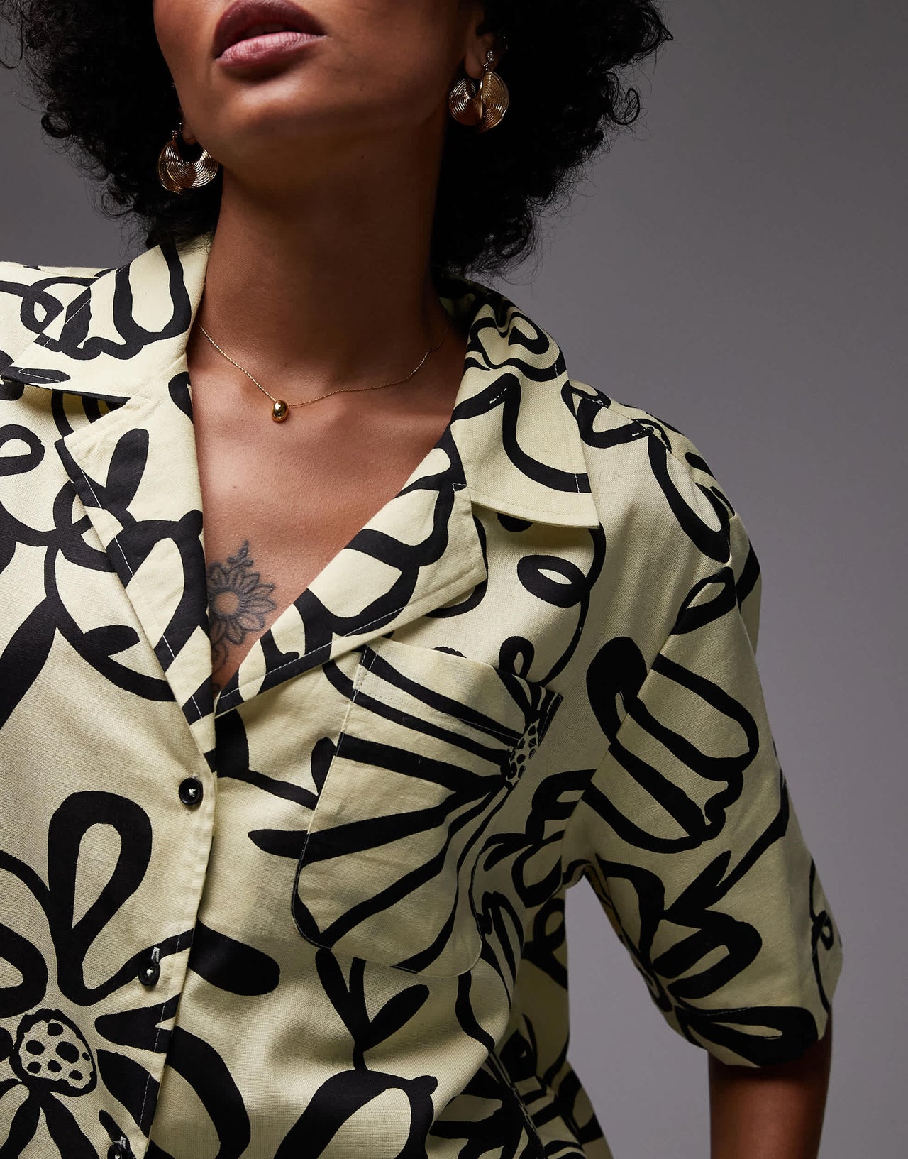 Topshop co-ord resort shirt in yellow floral print
