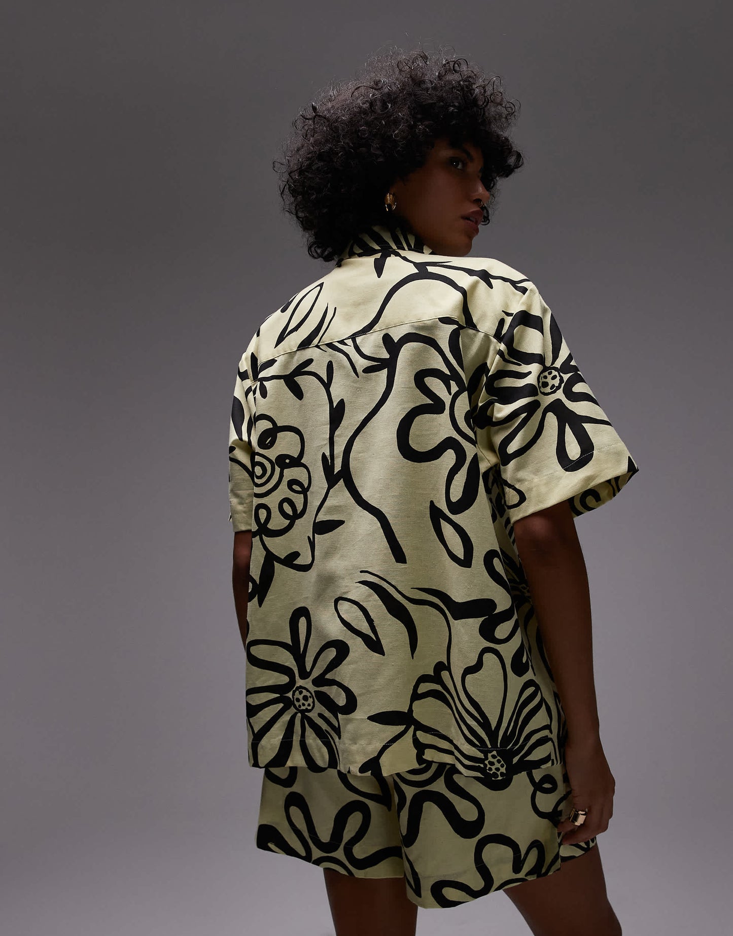 Topshop co-ord resort shirt in yellow floral print