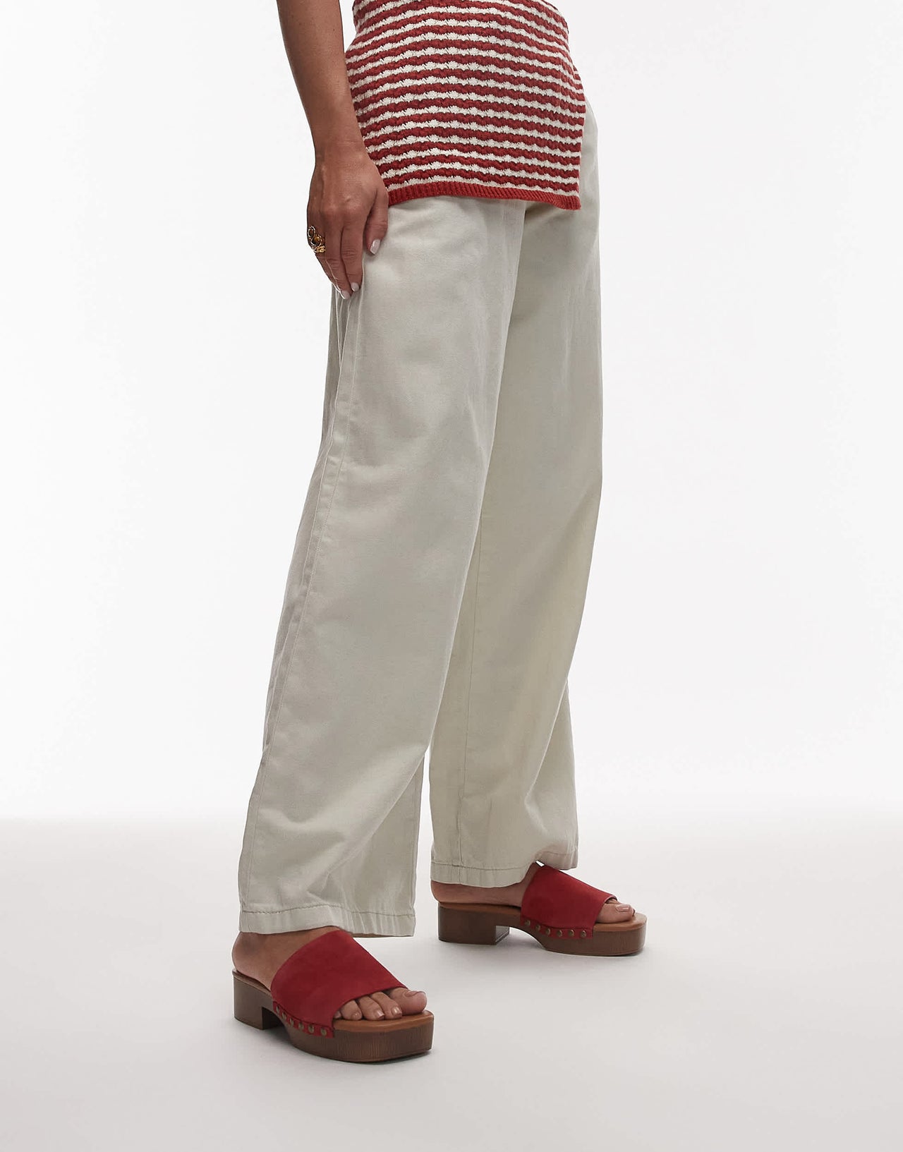 Topshop Hamilton suede clog with studs in red