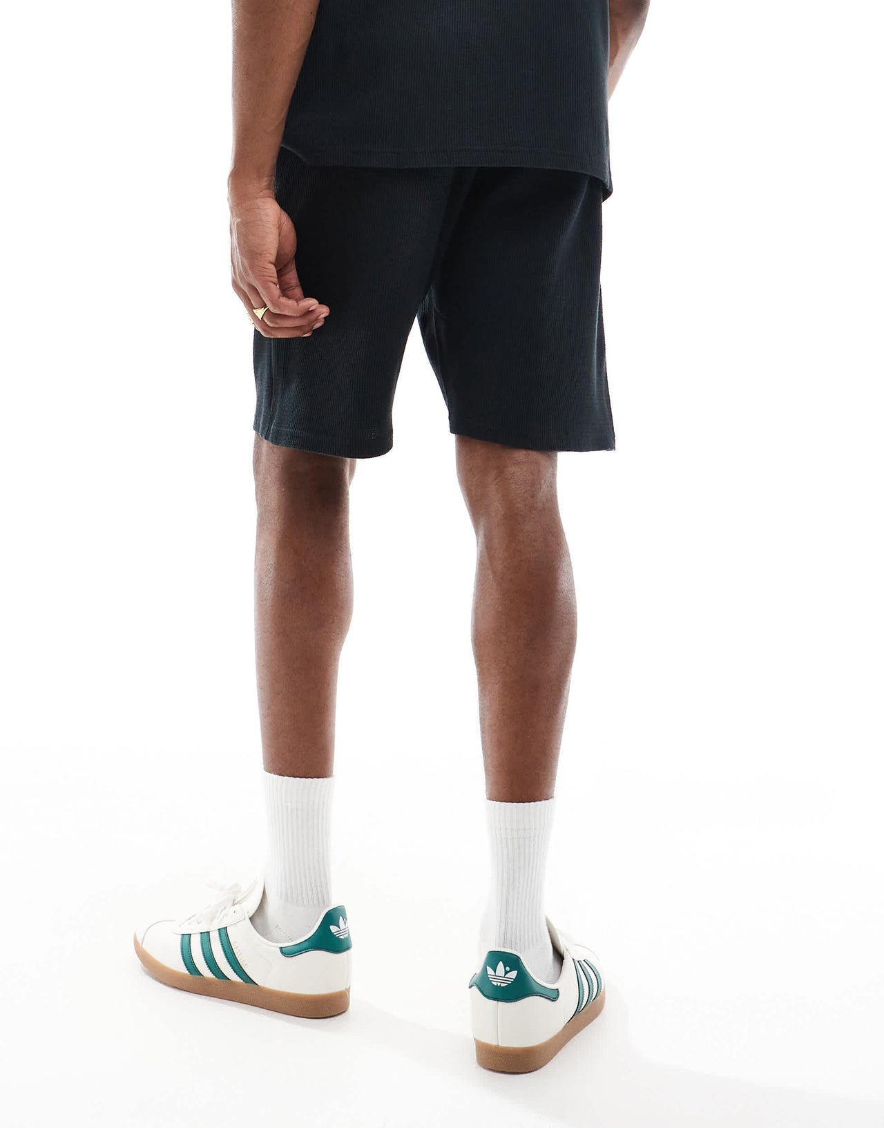 ONLY & SONS texture shorts co-ord in black