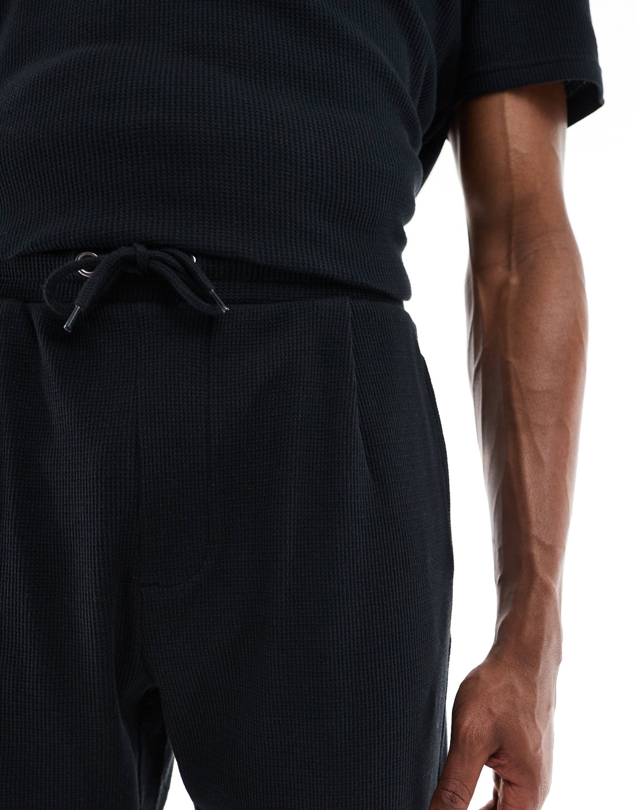 ONLY & SONS texture shorts co-ord in black