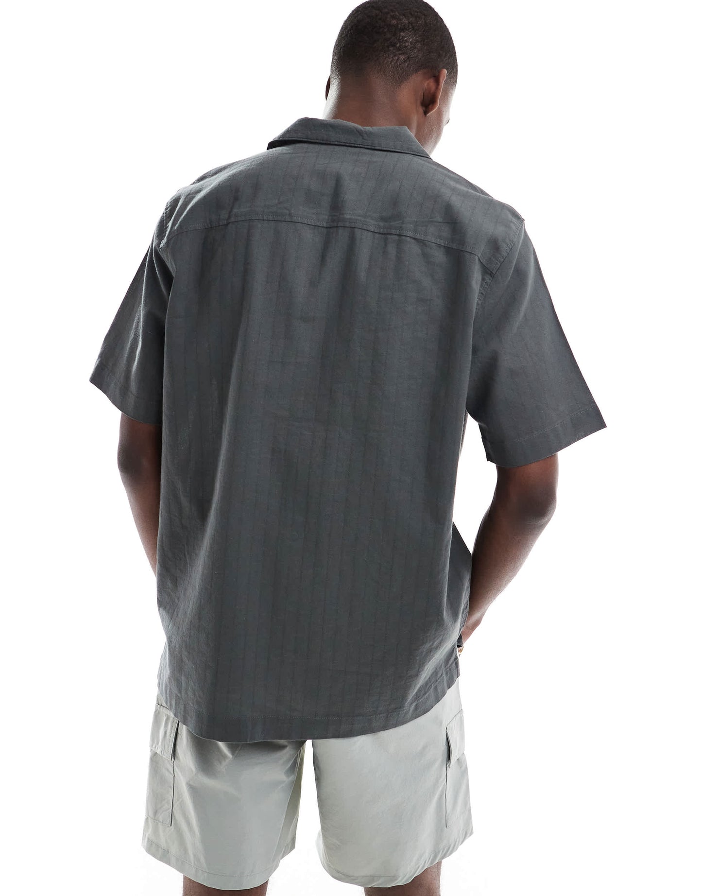 ONLY & SONS embroidery detail resort shirt in grey