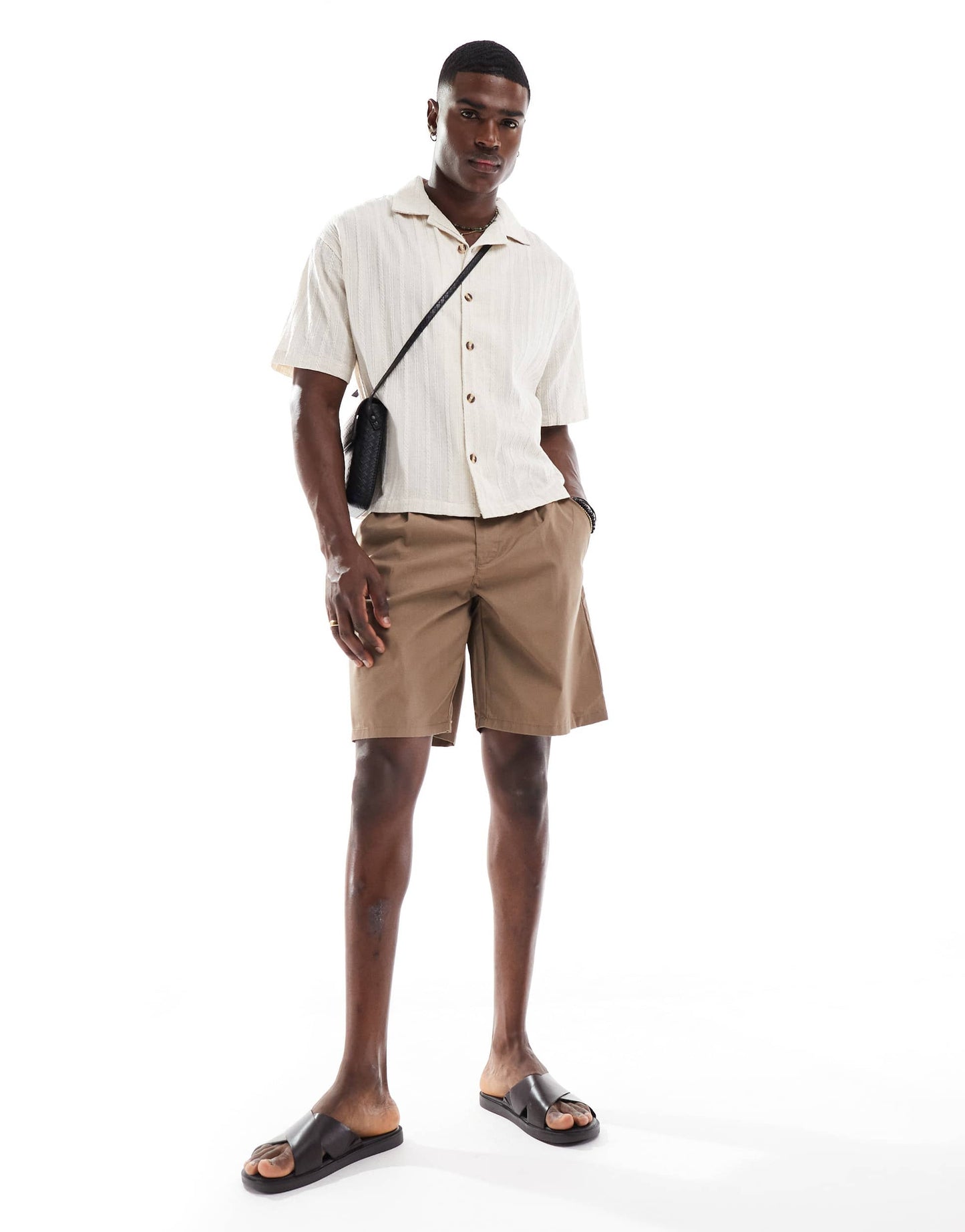 ONLY & SONS loose fit chino shorts in brown
