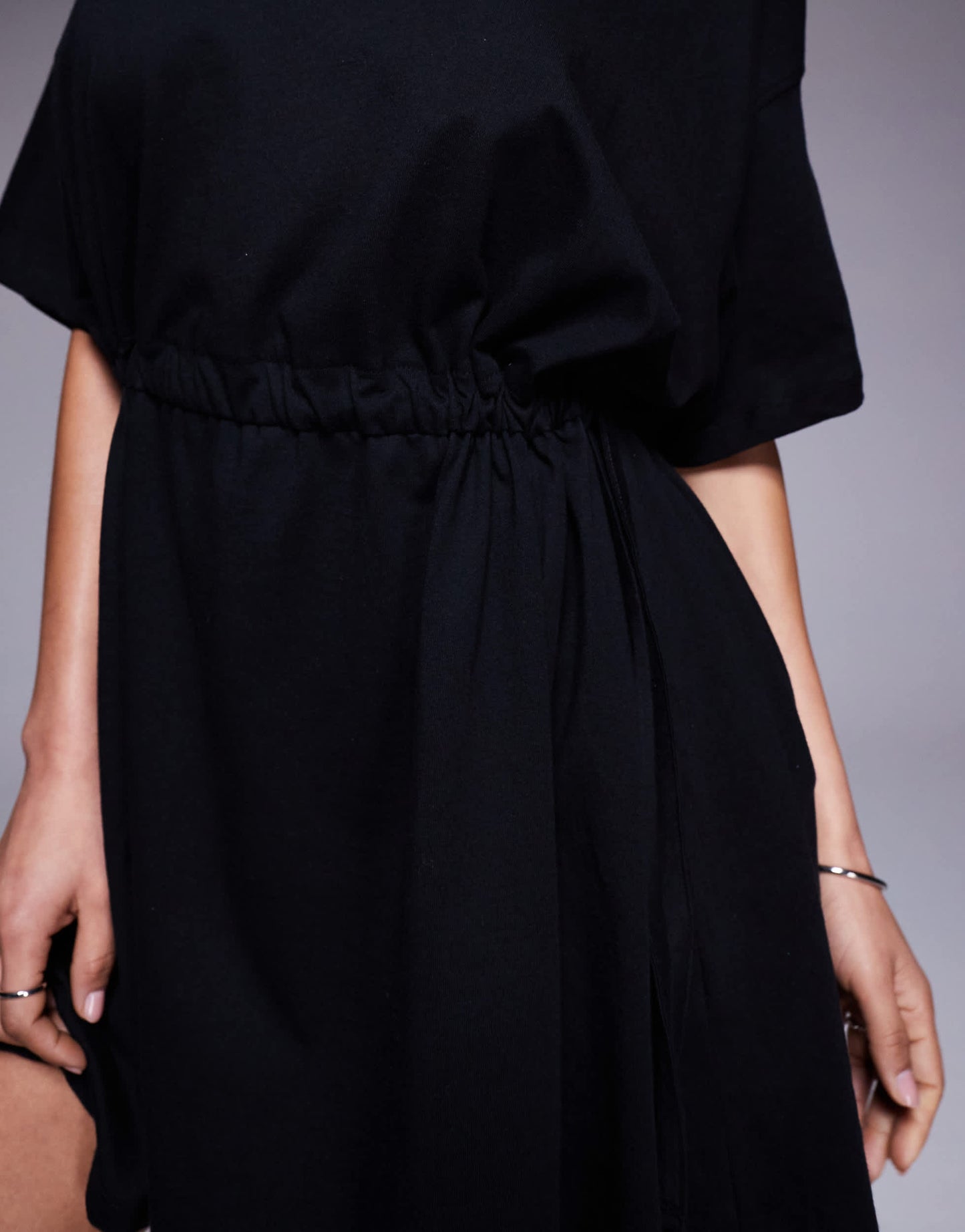 ASOS DESIGN smock tee mini dress with channel waist in black