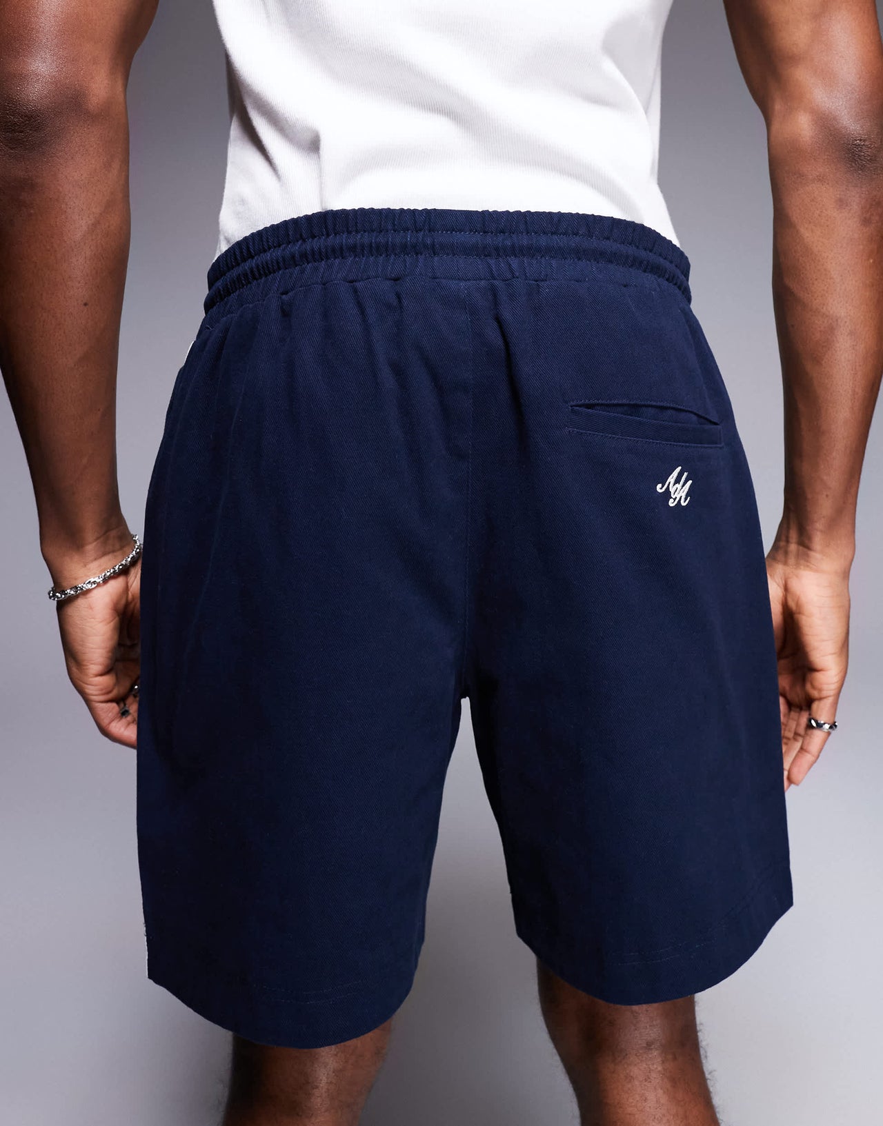 Alma De Ace stripe detail logo knitted shorts co-ord in navy