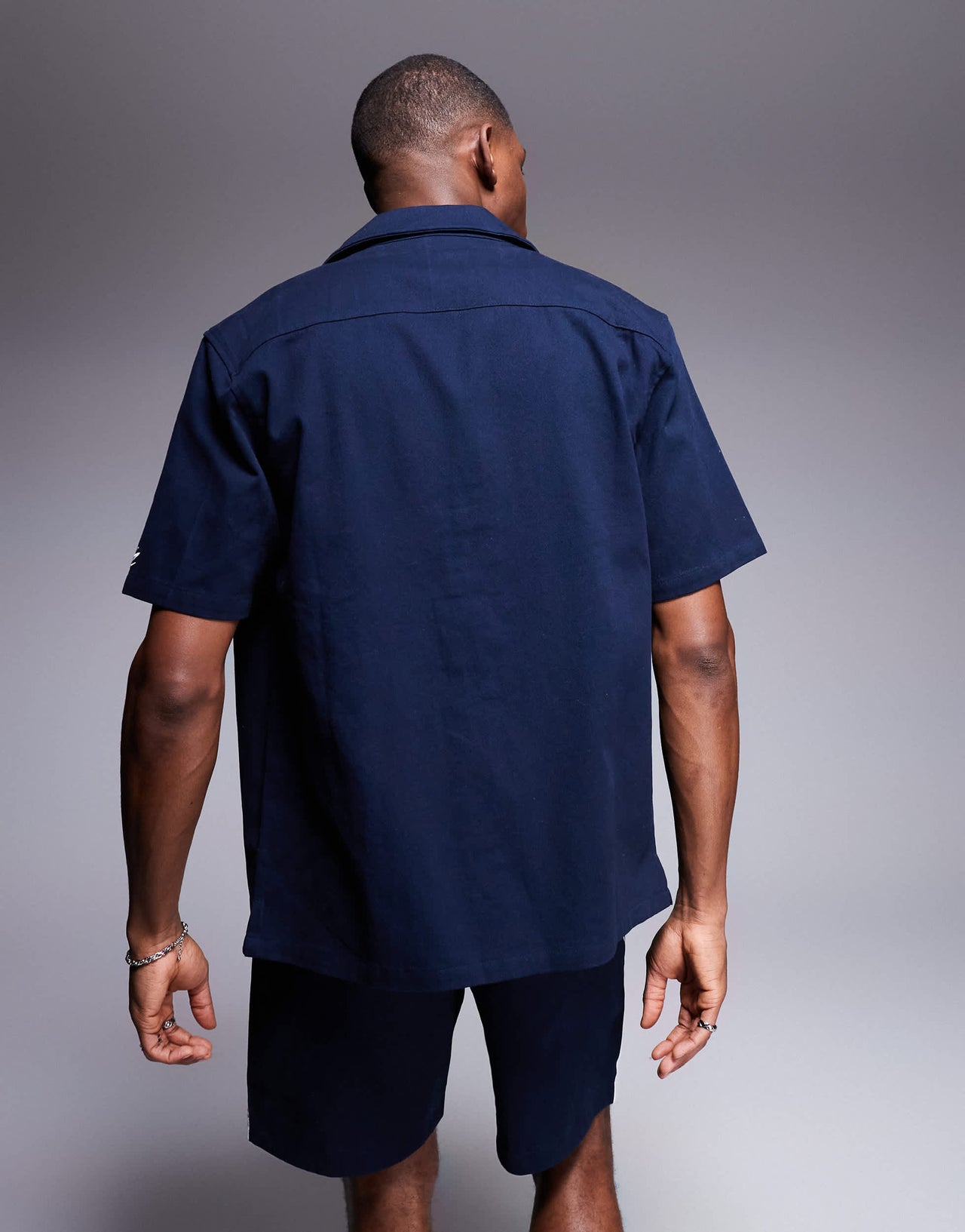 Alma De Ace stripe detail short sleeve shirt co-ord in navy