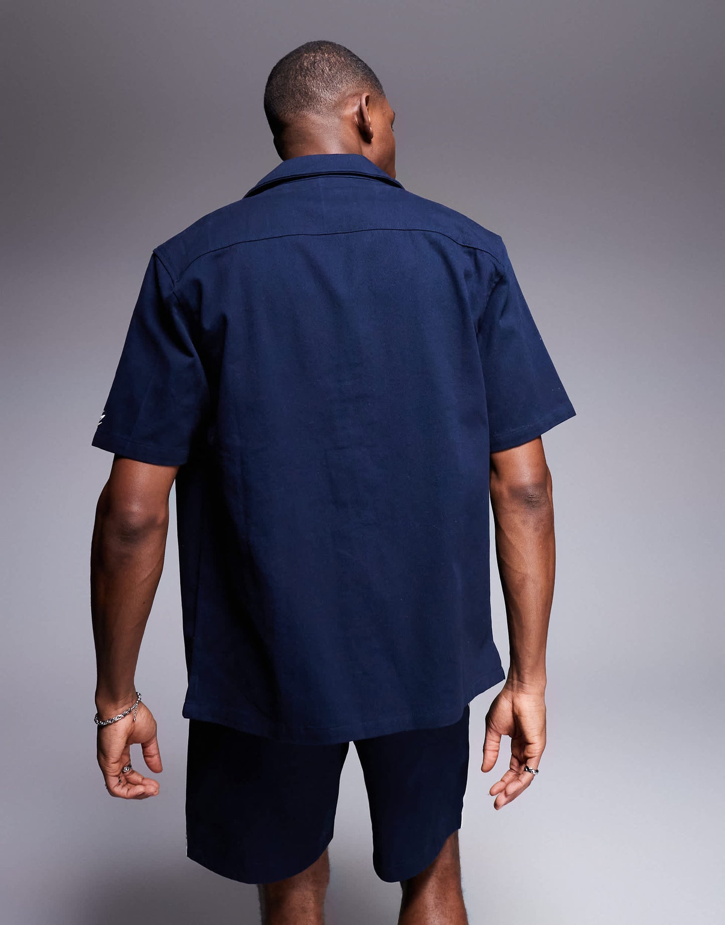 Alma De Ace stripe detail short sleeve shirt co-ord in navy