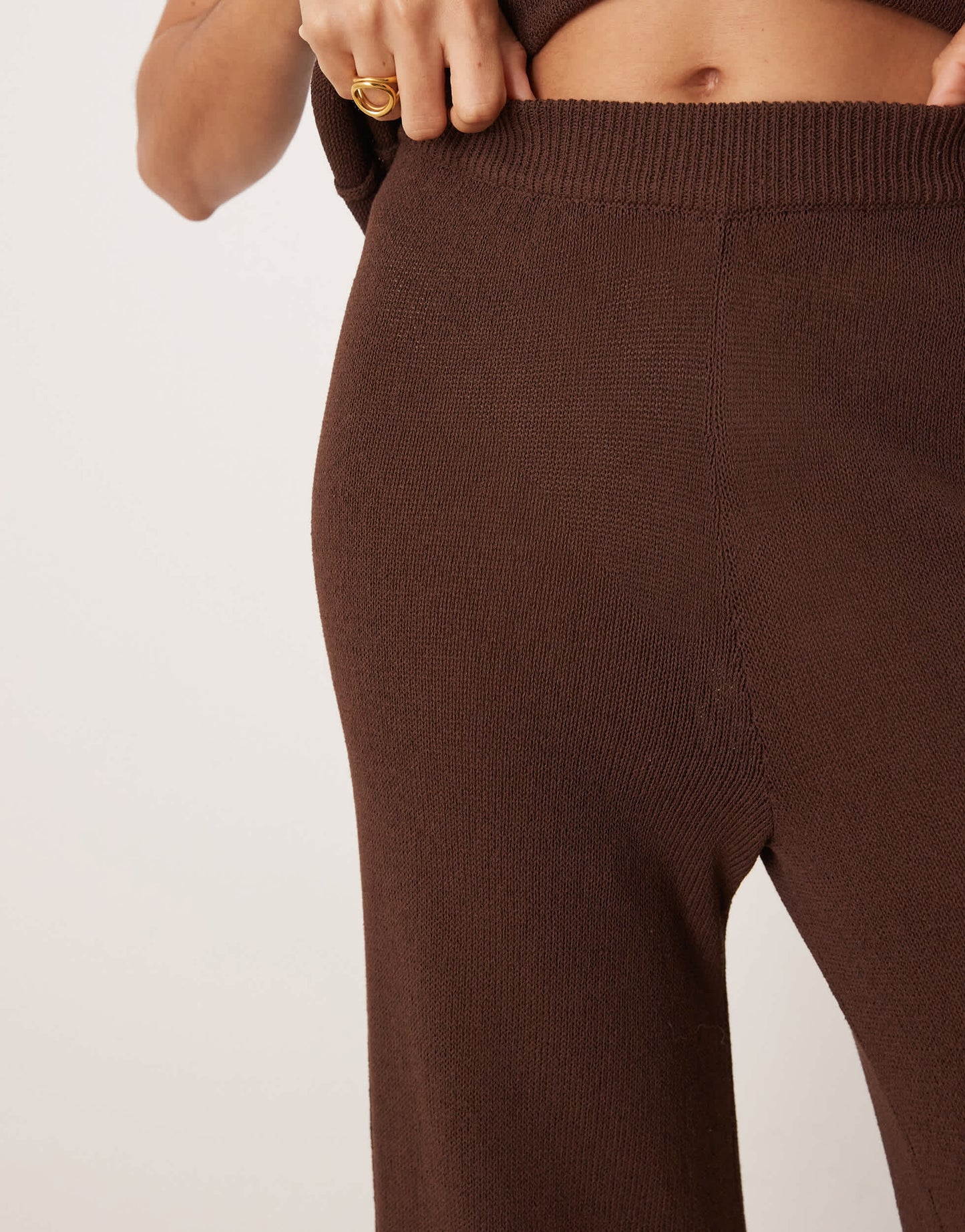 ASOS DESIGN knitted slub trouser co-ord in chocolate