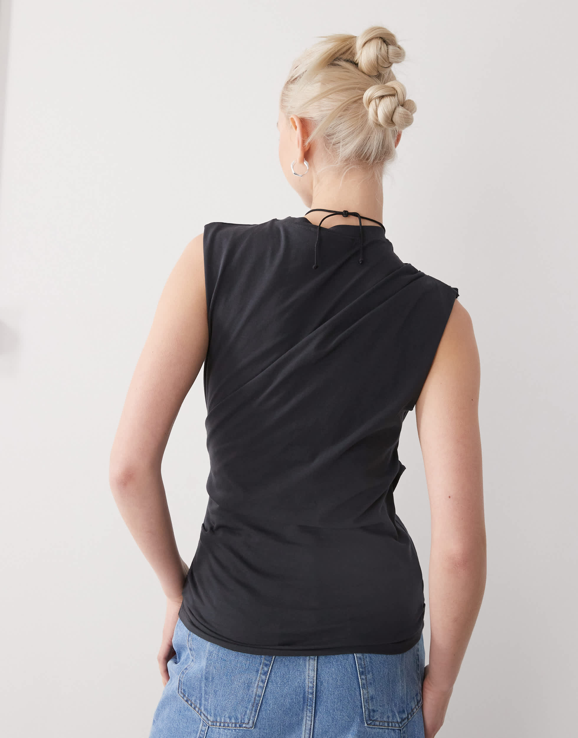 Weekday drape top in dark grey