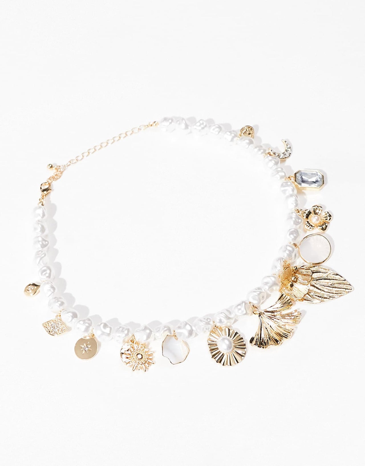 ASOS DESIGN short necklace with faux pearl and charm detail