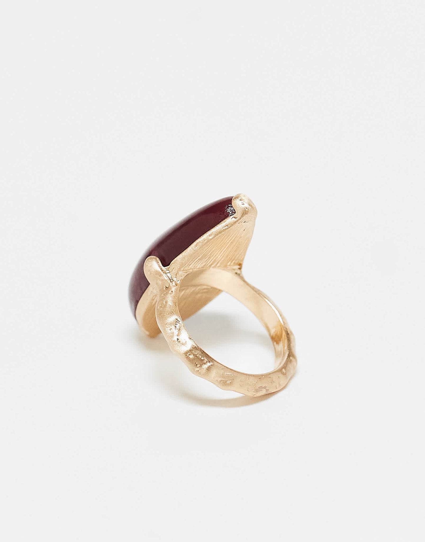 ASOS DESIGN ring with semi precious stone set in brushed gold