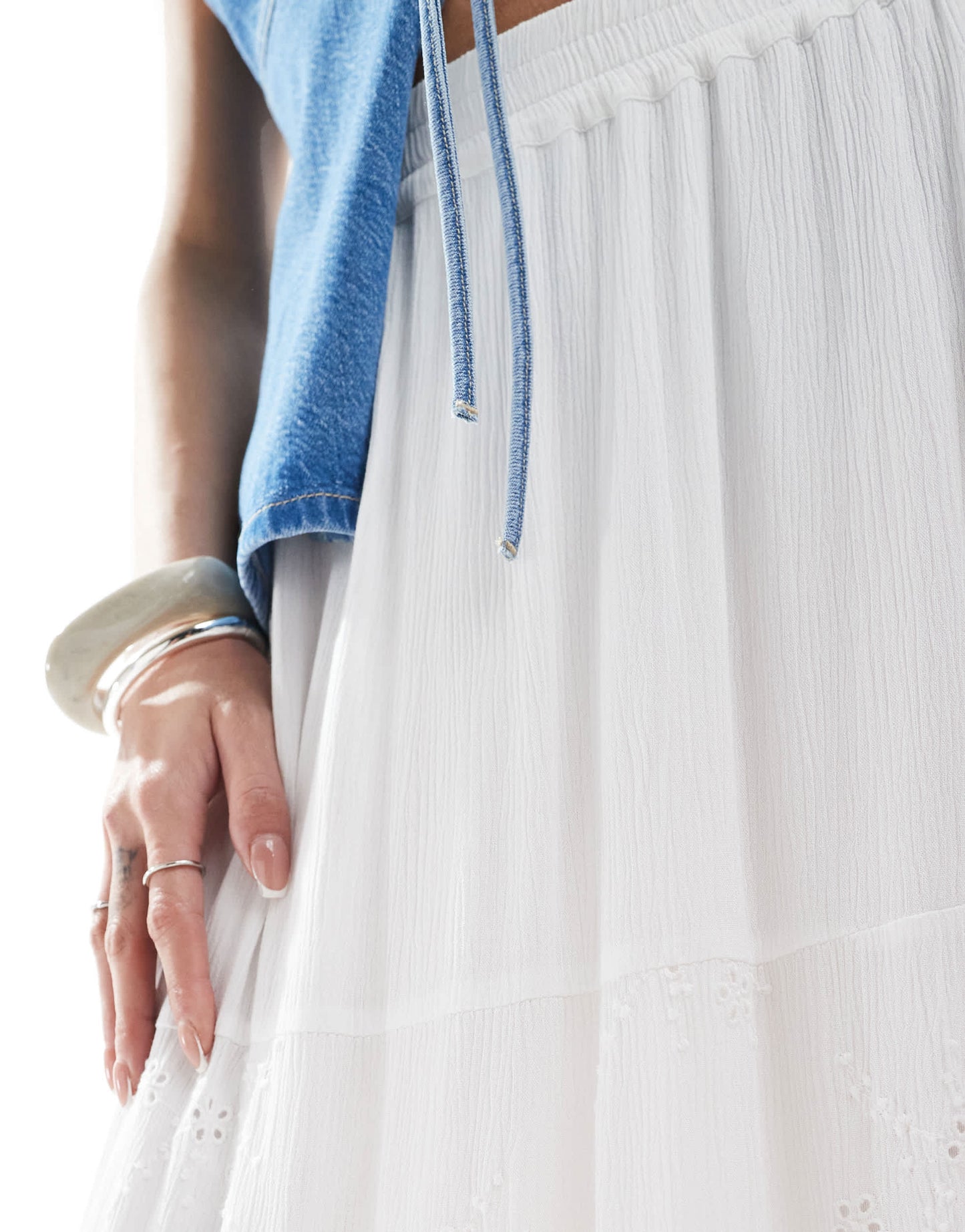 ONLY textured maxi skirt in white