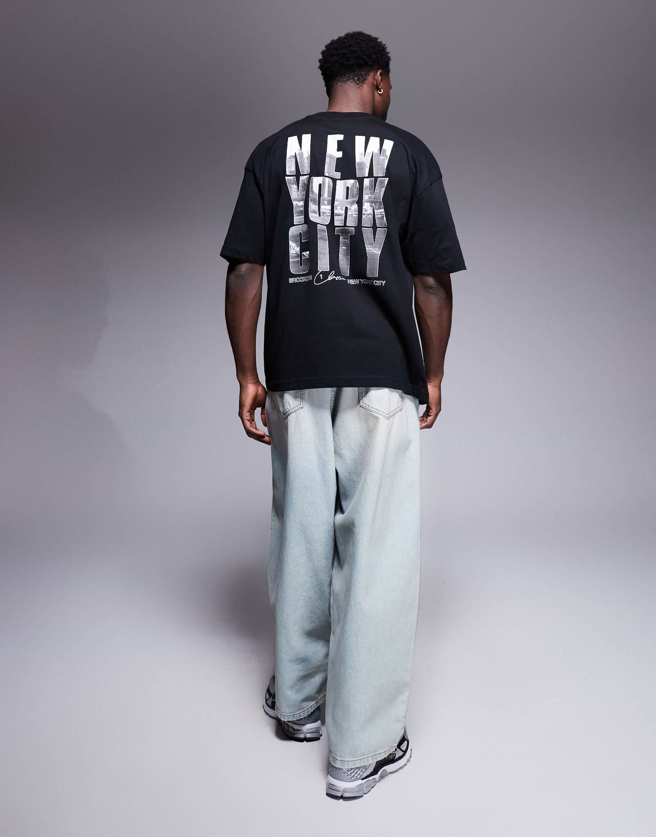 ASOS DESIGN oversized t-shirt with city graphic in black