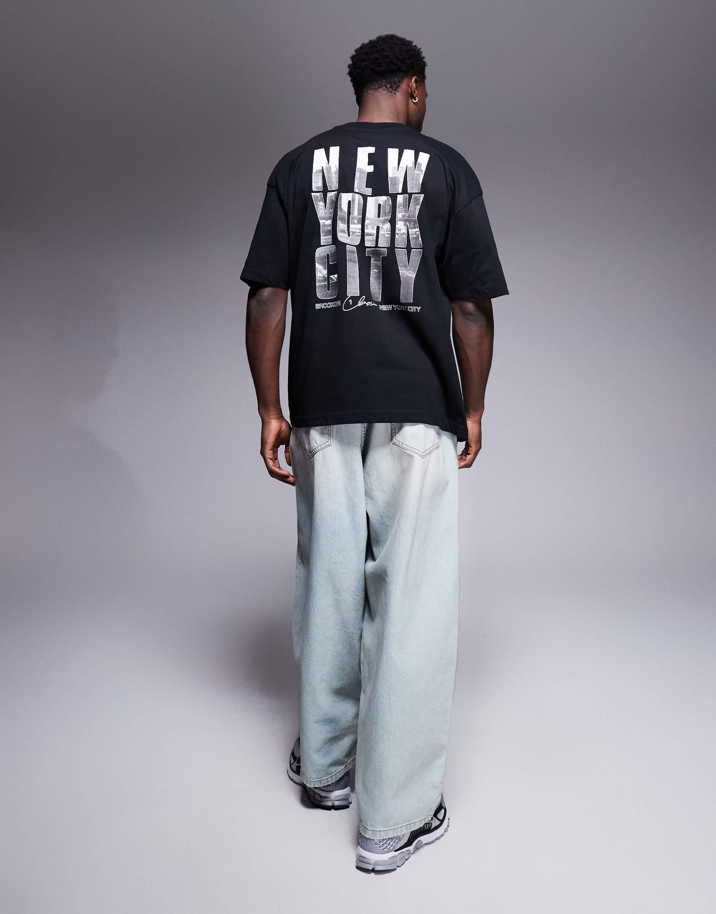 ASOS DESIGN oversized t-shirt with city graphic in black