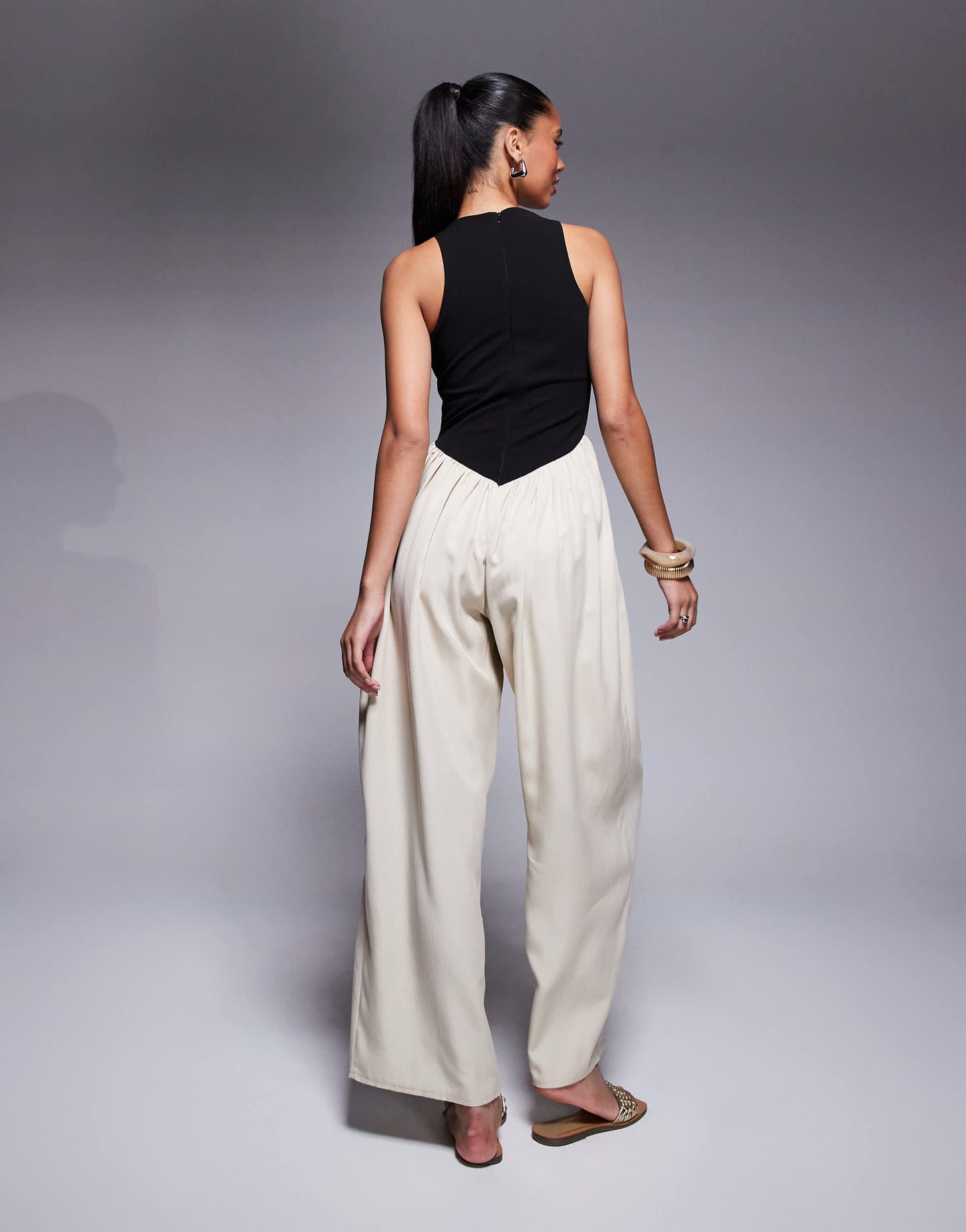 ASOS DESIGN hybrid wide leg jersey and cupro jumpsuit