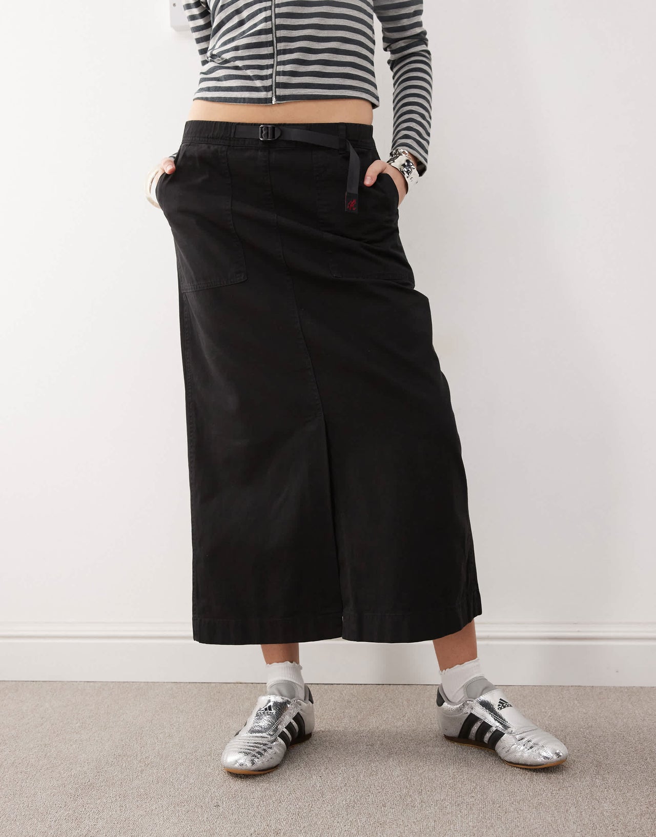 Gramicci baker midi skirt in black