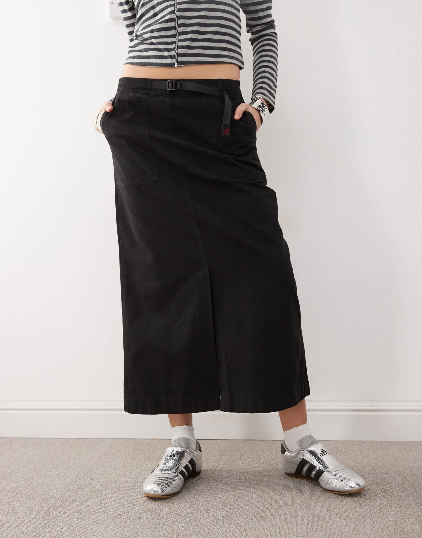 Gramicci baker midi skirt in black