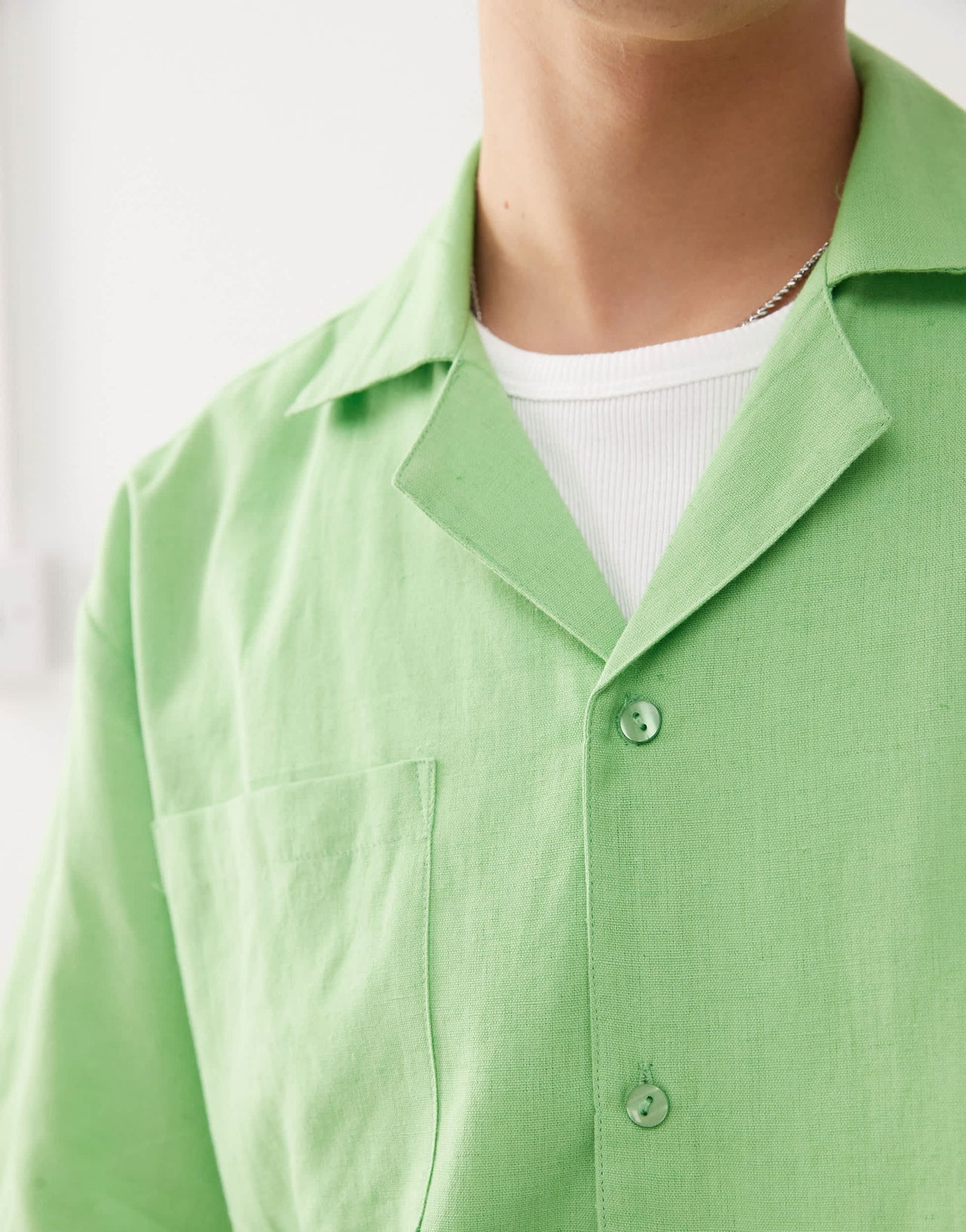 COLLUSION textured woven shirt in green