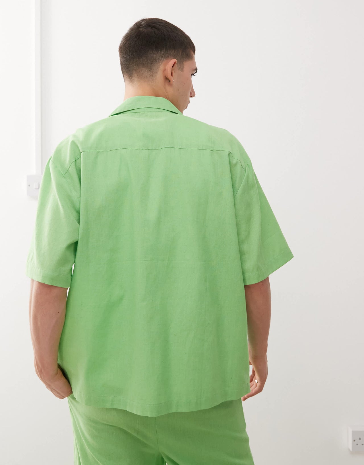 COLLUSION textured woven shirt in green
