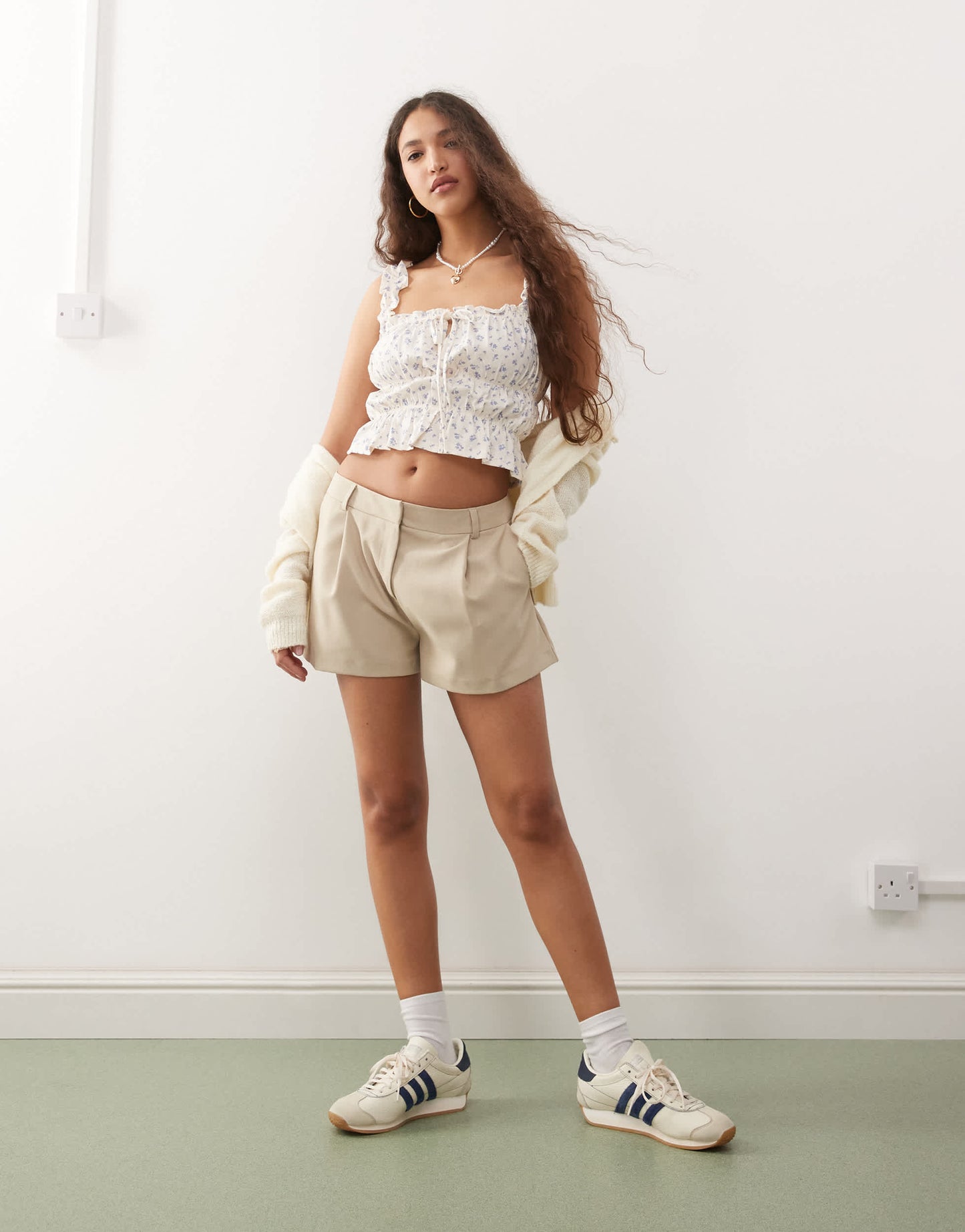 Miss Selfridge micro shorts in light brown