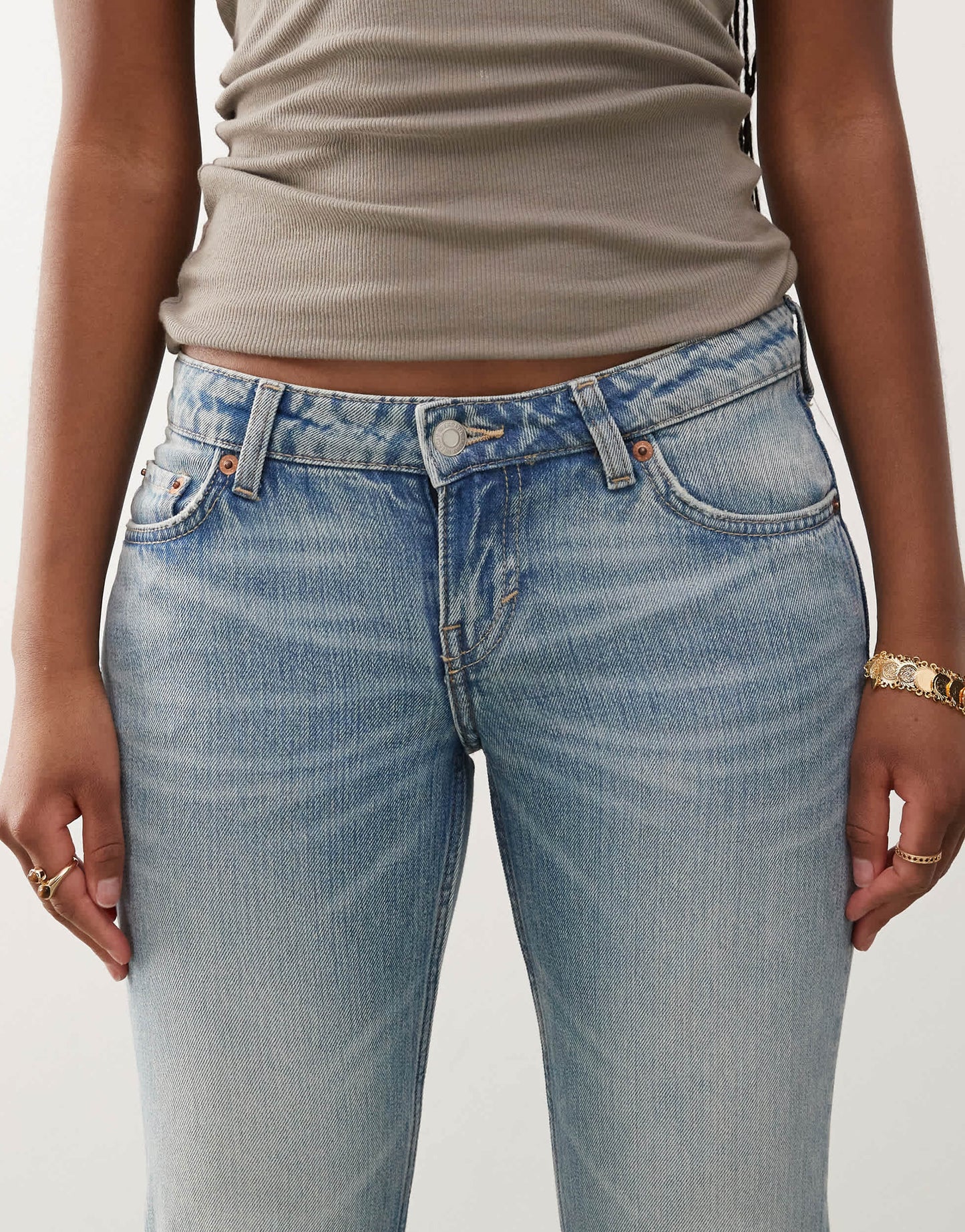 Weekday Nova low waist slim bootcut jeans in light blue wash