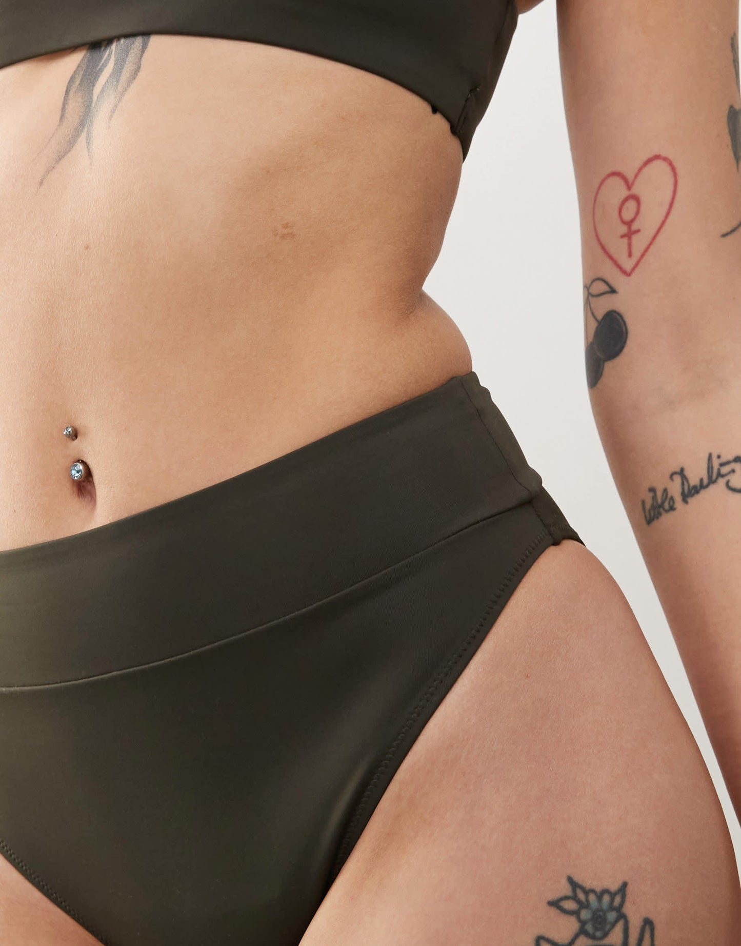 Weekday Heat mix & match high waist bikini bottom in dark green exclusive to ASOS