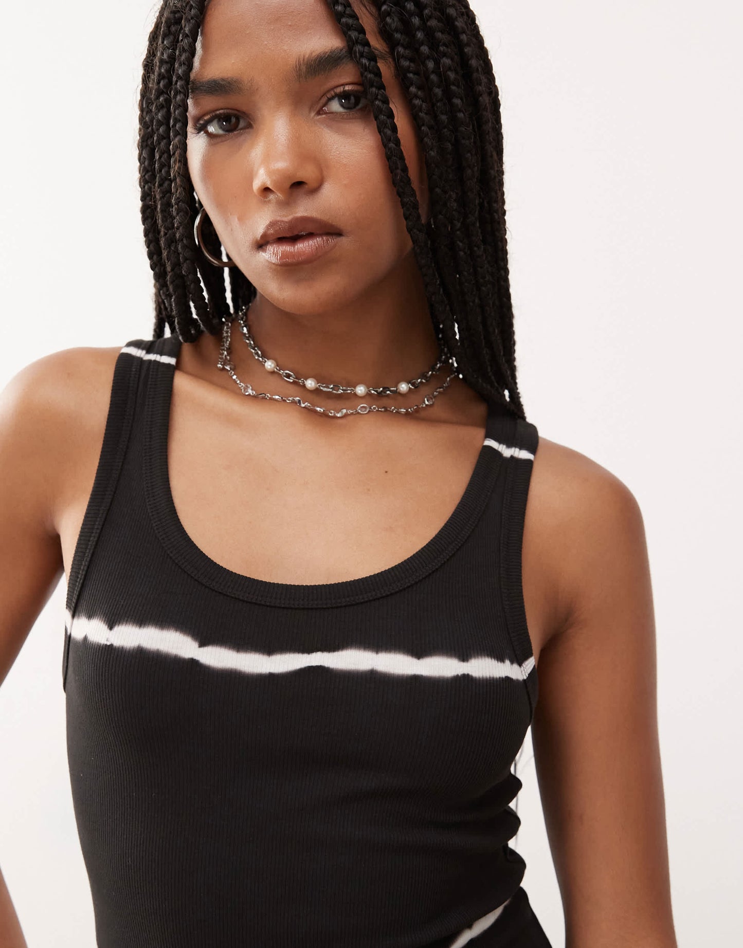 Weekday Close fitted tie dye rib midaxi dress in black exclusive to ASOS